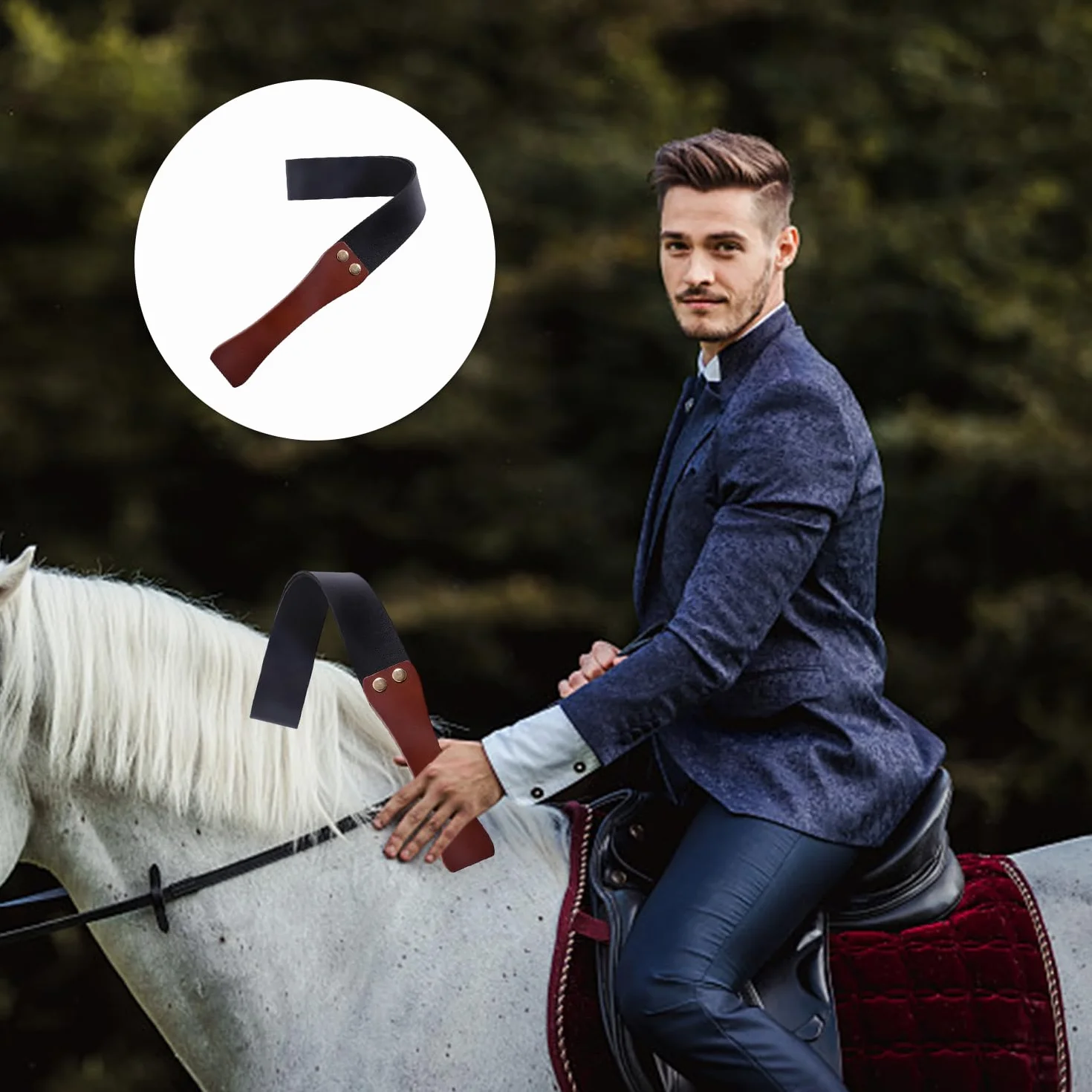 Látigo De Equitación De 1 Pieza con Mango De Madera, Látigo De Equitación De Cuero De PU, Herramientas De Impacto, Accesorios De Equitación, Accesorios De Entrenamiento De Equitación