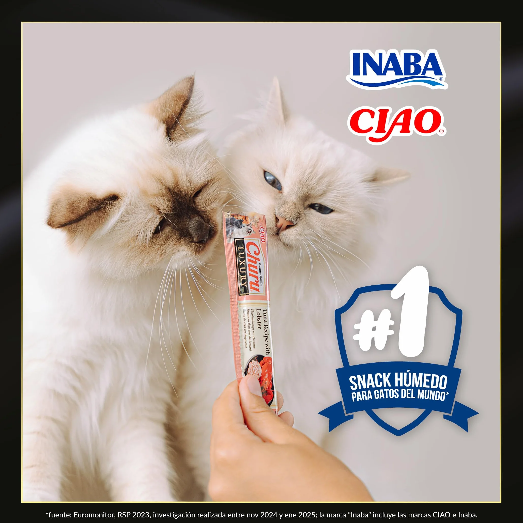 INABA Churu Luxury Gatos - Receta Saludable de Pollo y Carne de Wagyu - Deliciosos Premios con Textura Suave y Cremosa - Natural, Sin Cereales, Sin Colorantes-56g (4 Tubos x 14g)