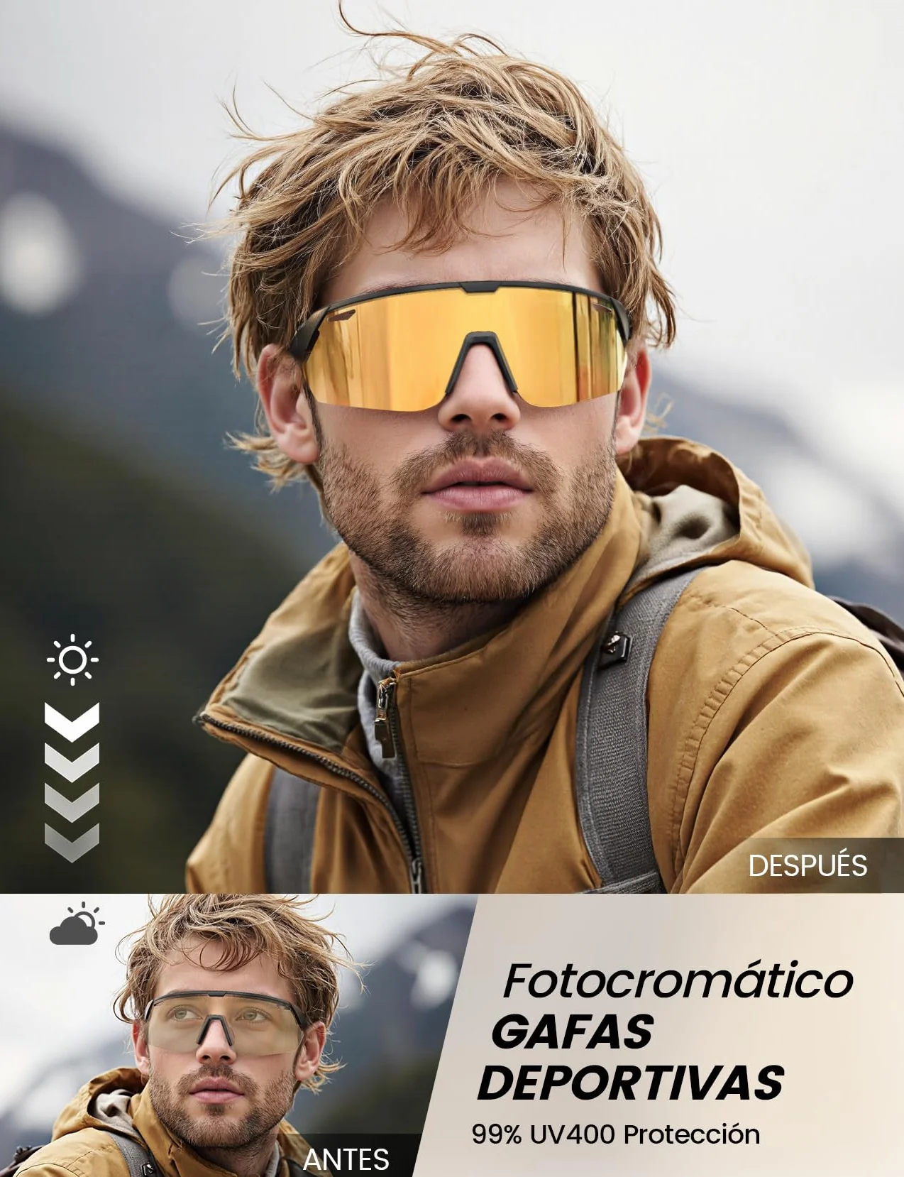 Lamicall Gafas de Sol Deportivas Fotocromáticas UV400 TR90 Ultraligero 28g Ciclismo Hombre