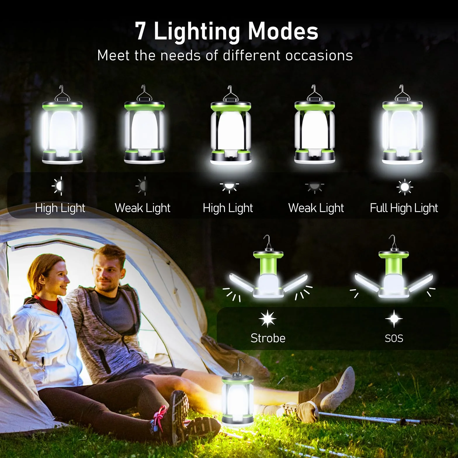 Blukar Lámpara Camping LED Recargable 60 LED 7 Modos Super Brillante 10 Horas Batería