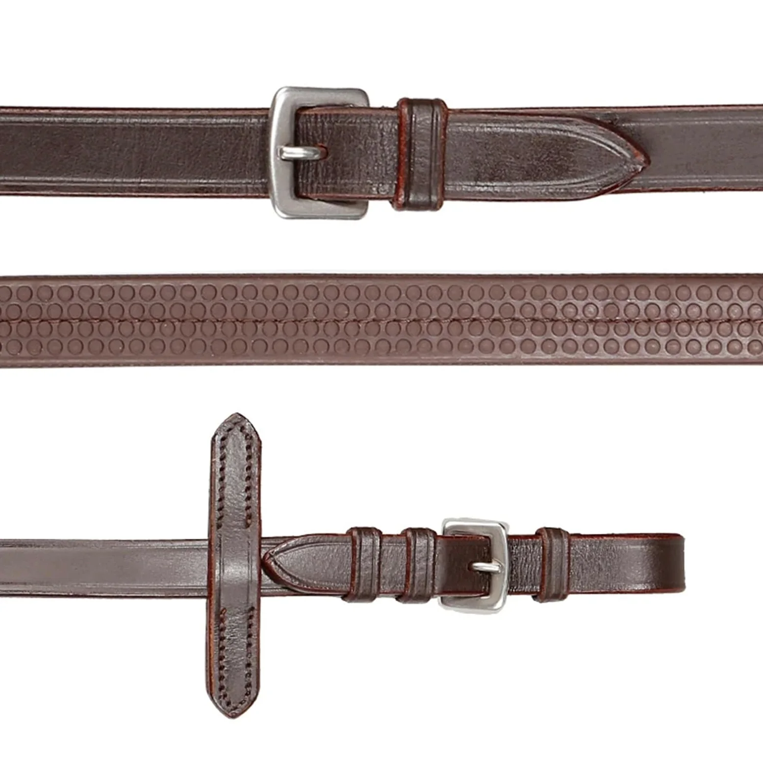 Riendas de Caballo Brida de Diamante Brida de Cuero Color marrón con riendas de Goma con tapón para Caballos(Black S)