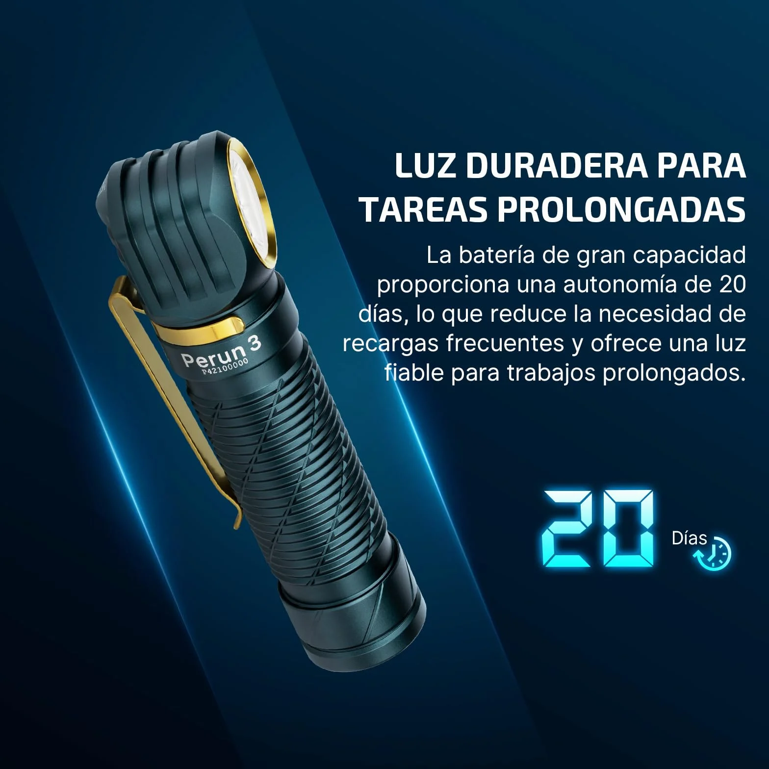 OLIGHT Perun 3 Linterna Frontal LED Recargable Ángulo Recto 3000 Lúmenes 160 Metros 20 Días Pesca