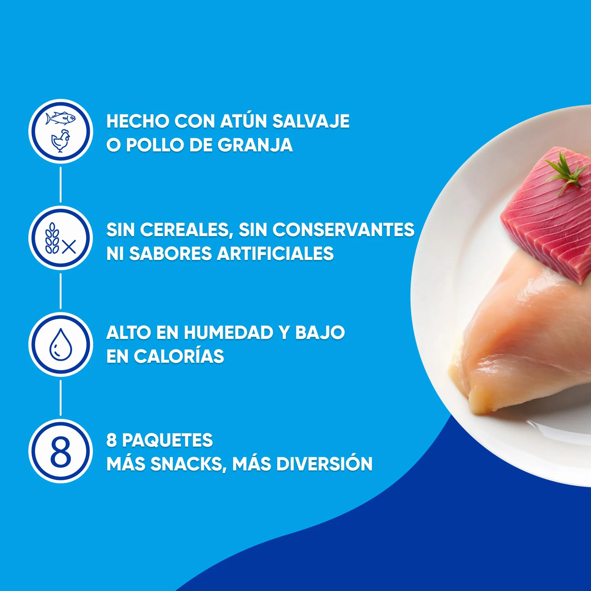 INABA Churu Fun Bites Snack para Gatos, bocados de Pollo con corazón de atún – 8 Paquetes de 12 g – Suave y cremoso – Comida para Gatos sin conservantes ni colorantes Artificiales, sin Granos