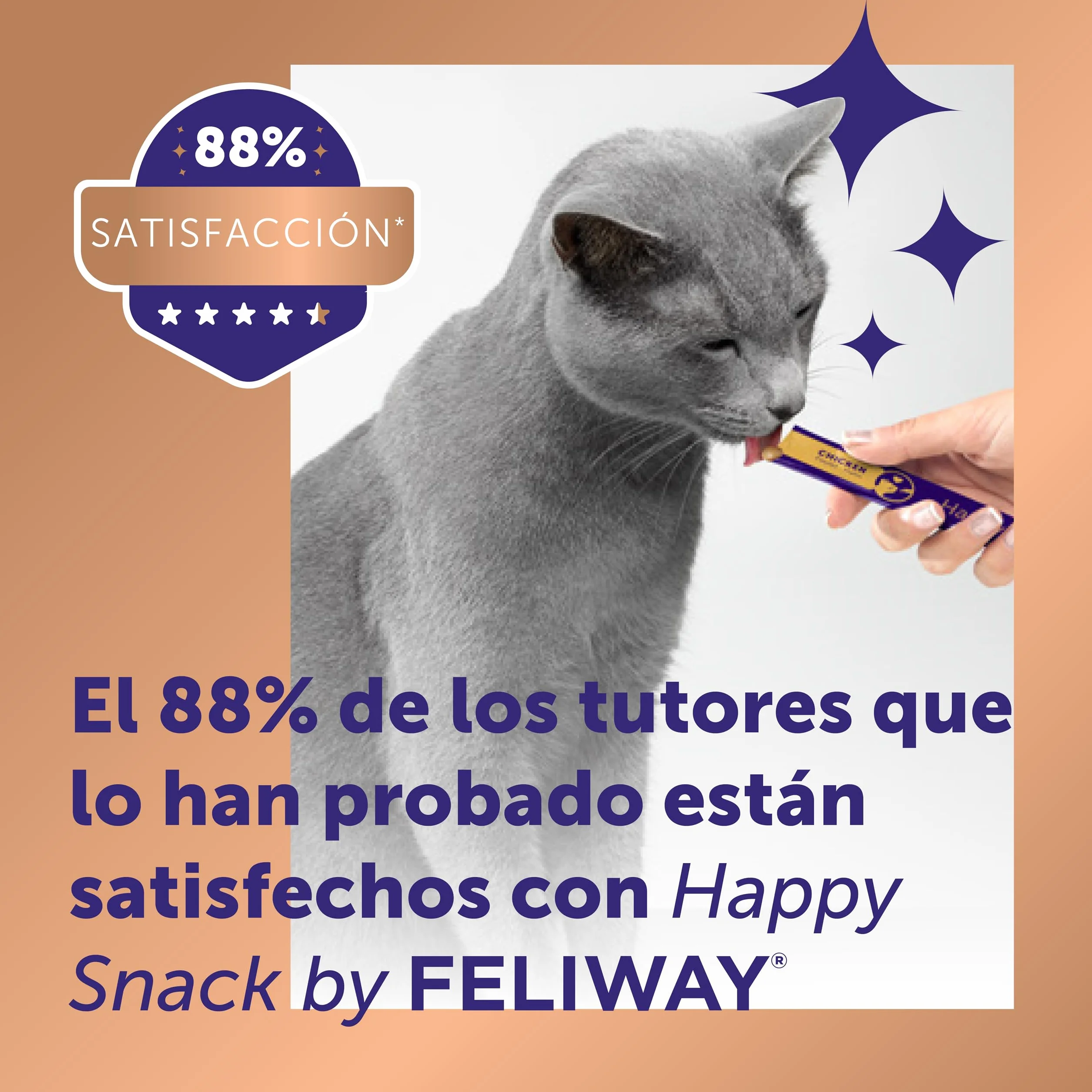 FELIWAY Happy Snack - Deliciosos y cremosos premios calmantes para gatos (6 sobres). Ayuda a los gatos a sentirse más tranquilos y a mejorar vuestro vínculo.