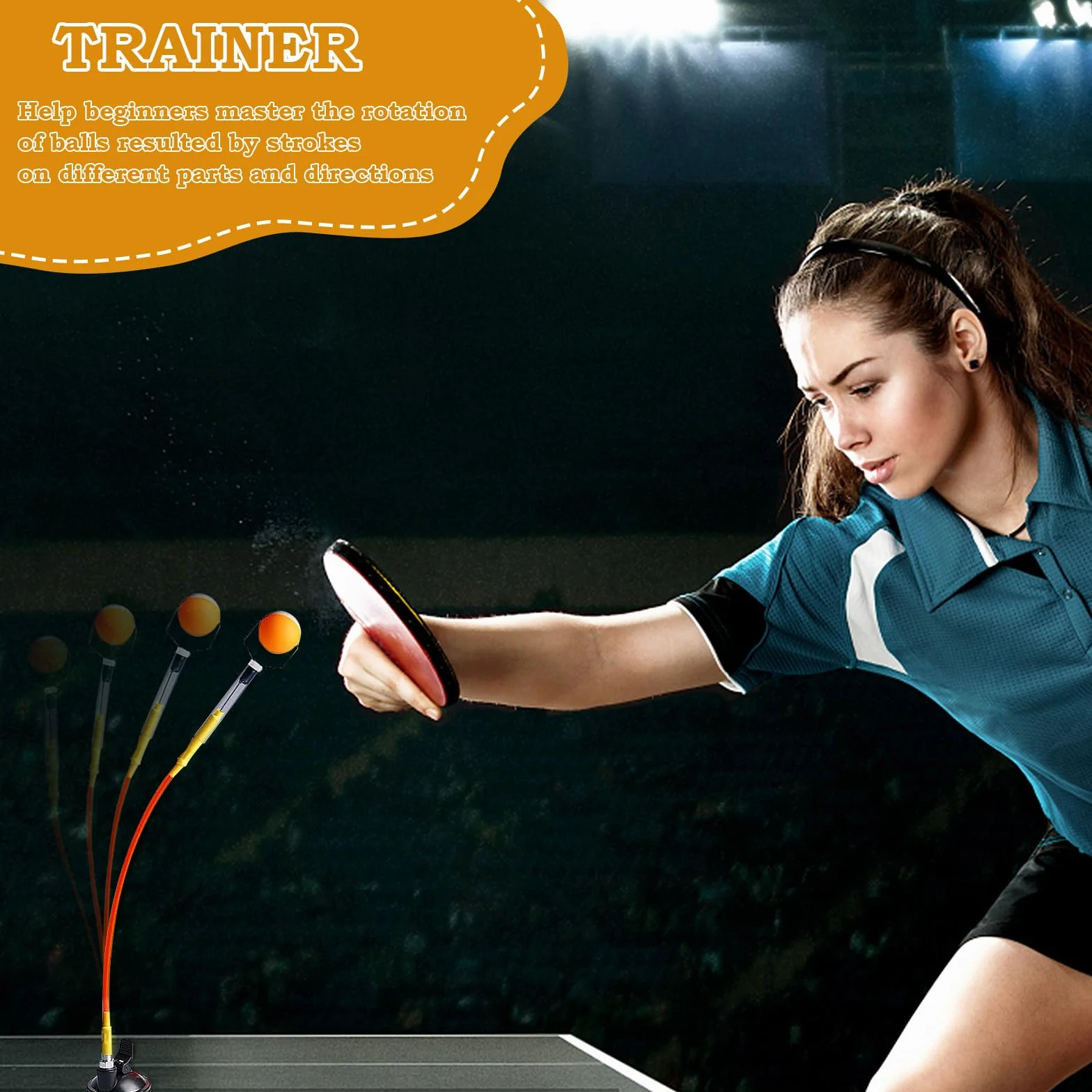 Entrenador de Tenis de Mesa PVC con Ventosa, Sistema de Rebote Ajustable, Robot de Entrenamiento con 2 Pelotas