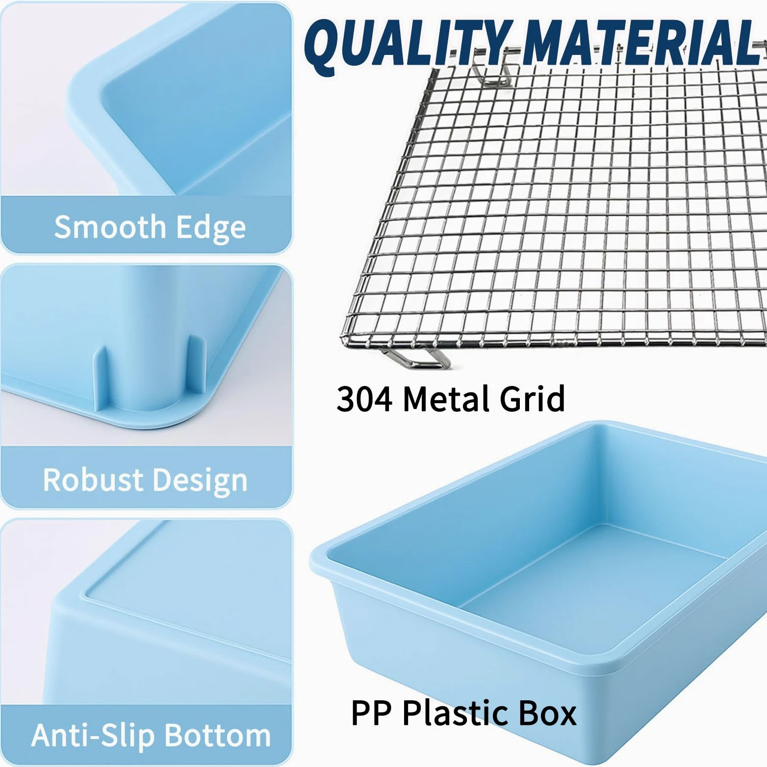 Oncpcare Caja de arena extra grande para conejos con rejilla de metal, fácil de limpiar, entrenador de orinal de conejo, bandeja de inodoro de esquina para conejos gigantes flamencos adultos (19 x 14