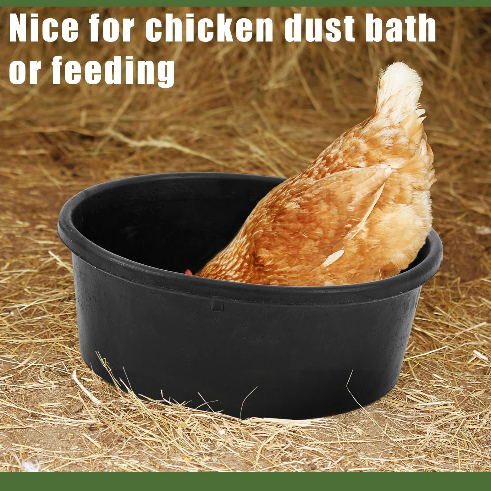 Sadnyy 4 sartenes de goma de 4 cuartos y 8 cuartos de galón, recipiente de goma para polvo de baño para pollo, pato, cerdo, perros, gatos, cabras, caballos, ganado al aire libre, animales