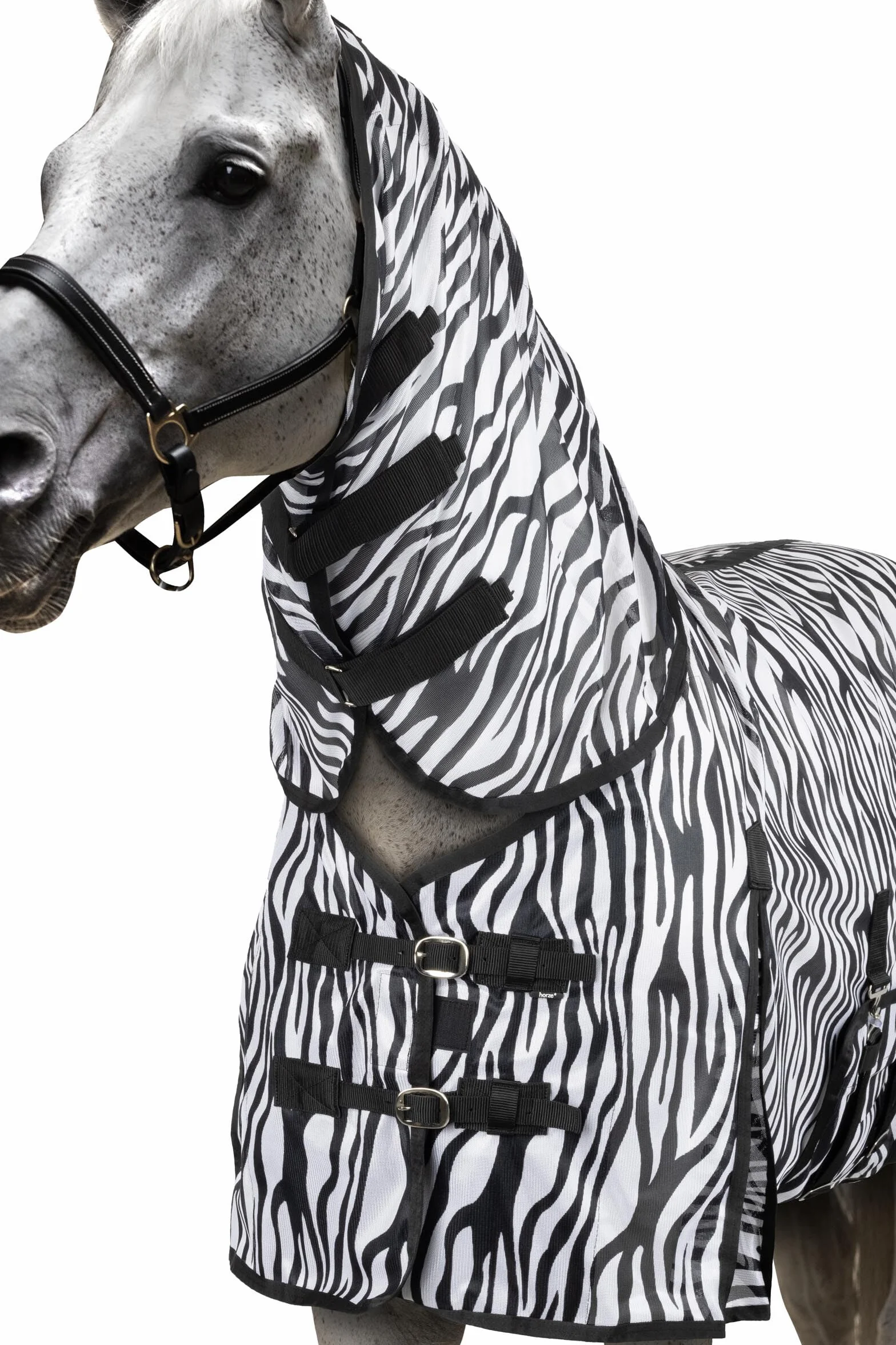 Horze Caballos Defender - Manta antimoscas con parte abdominal, protector de cuello y cola, protección contra insectos y protección UV