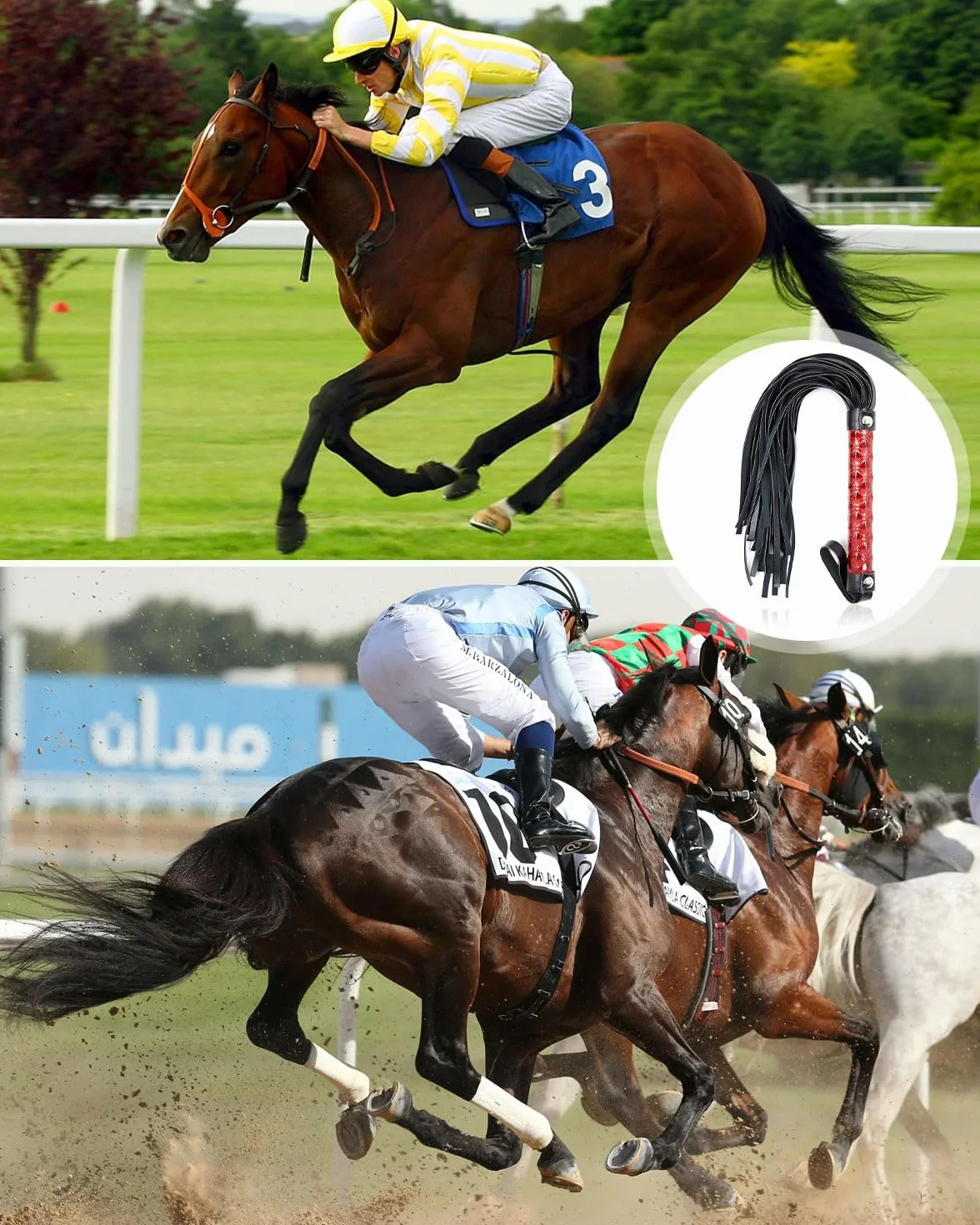 Latigo Cuero Artificial Suave Fusta Caballo Herramienta Entrenamiento Trallas Hípica Pareja Montar Caballo Deportes Aire Libre