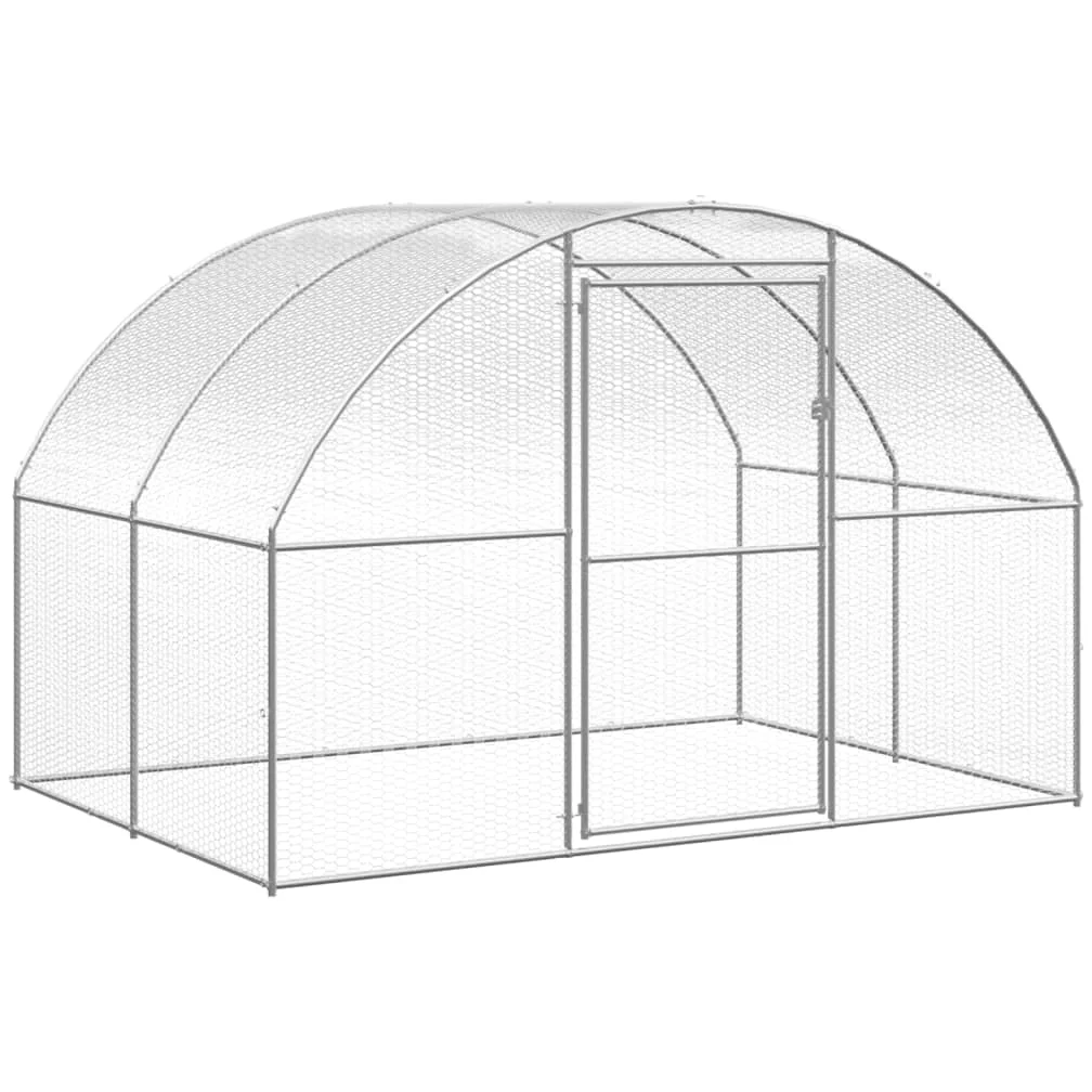 Gallinero para exteriores de acero galvanizado, 3 x 6 x 2 m, con techo para aves de corral, gallinas, patos y animales pequeños, cercado estable con malla de alambre para jardín