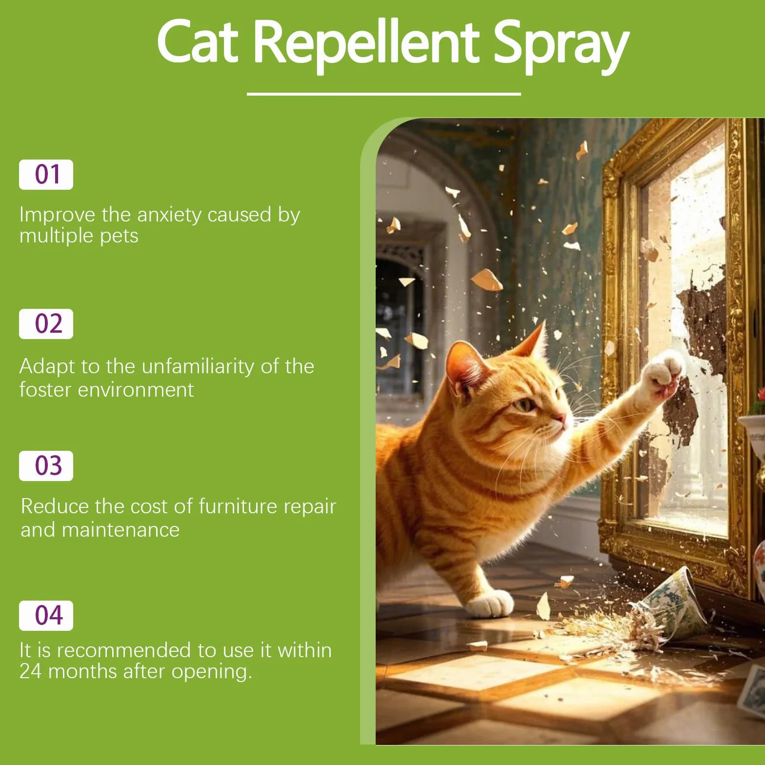 Spray Repelente Natural para Gatos,Spray Antiarañazos Sofa,Que Deja De Rascarse,para Interior Exterior Alfombra Sofá,100ML*2PC