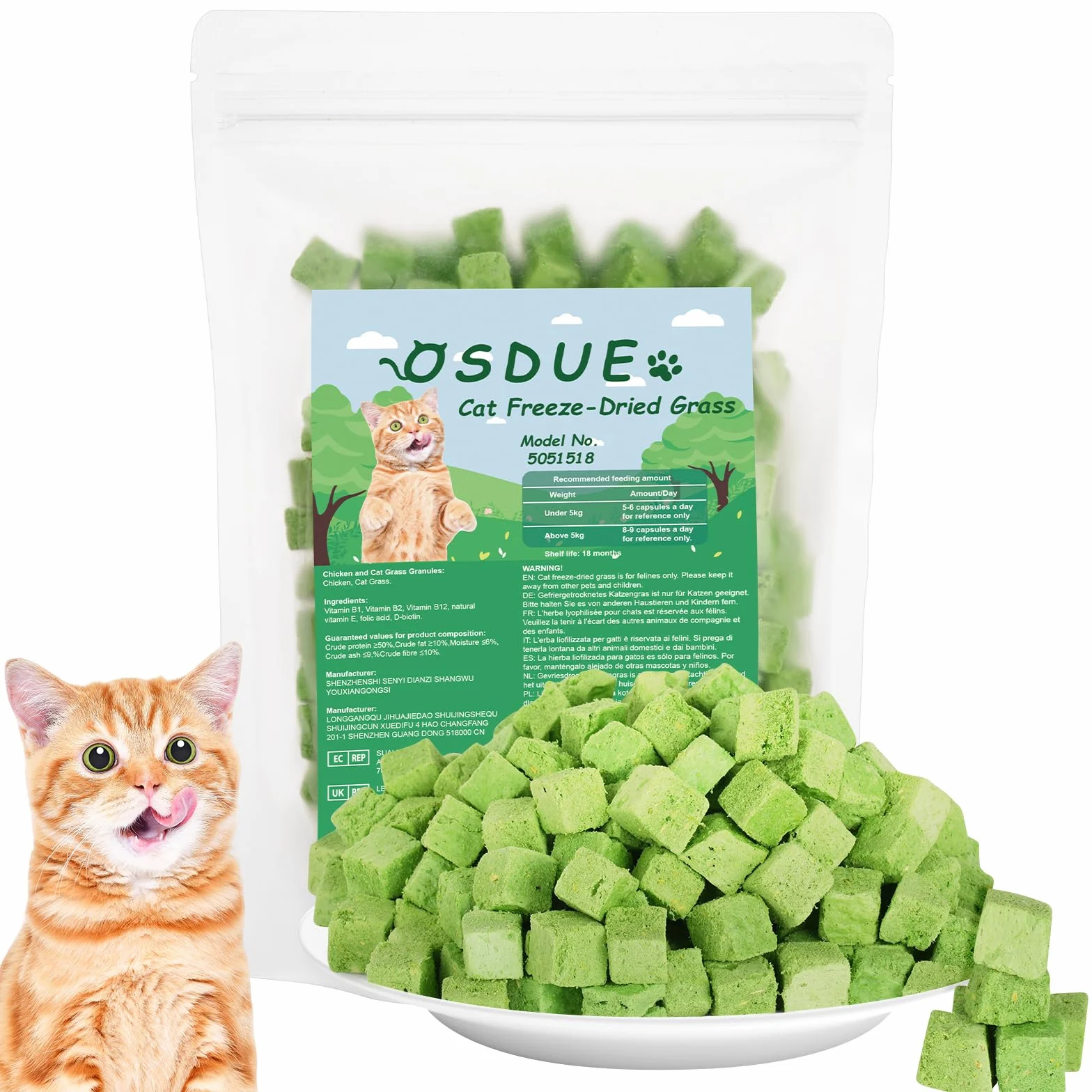 OSDUE Golosina de Hierba Gatera para Gatos, 100g Snack Liofilizado con Hierba Gatera para Limpiar los Dientes, Palillo Masticable para Gatos Favorecer Digestión y Absorción, Cat Grass Teething Stick