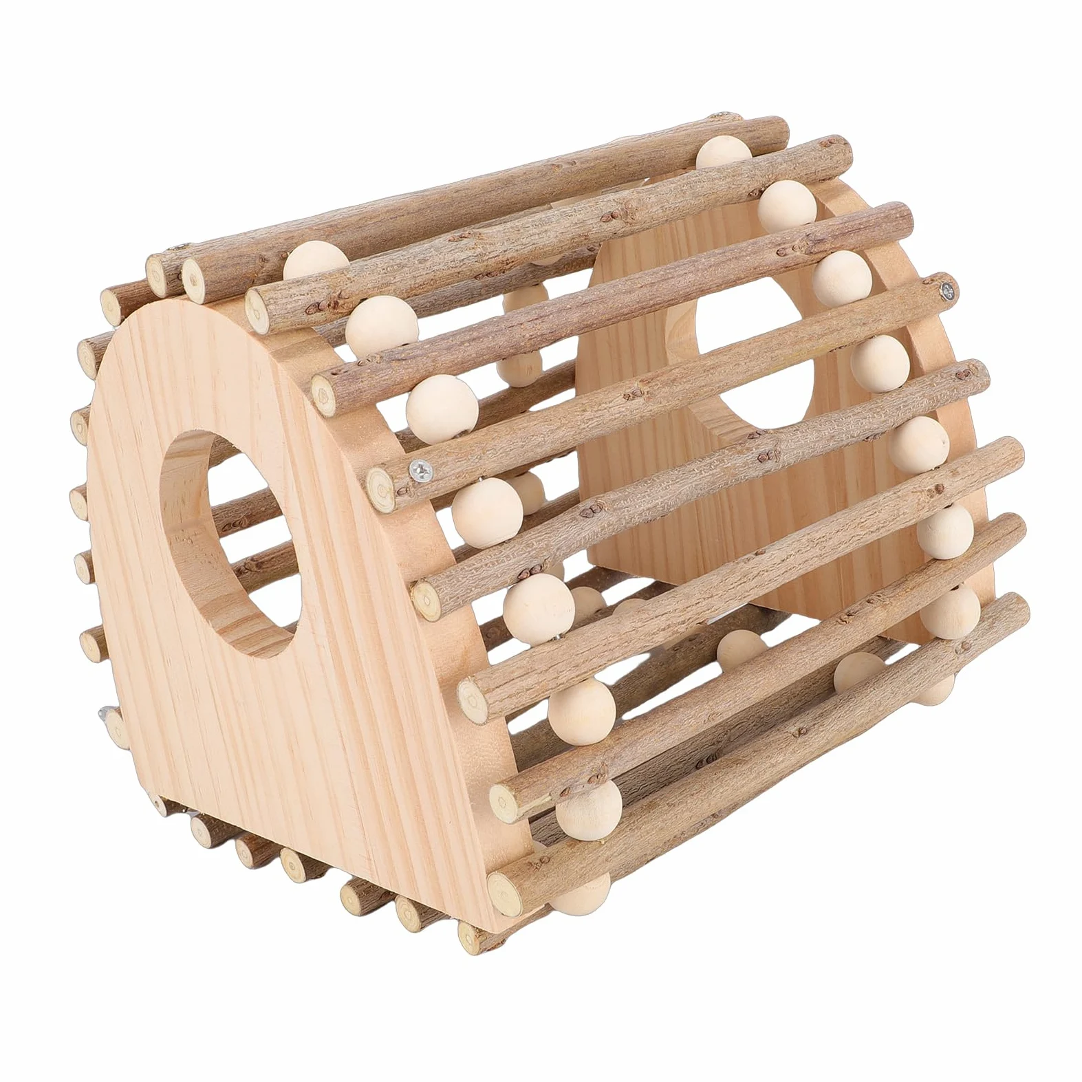 Ausla Juguete para Escalar en Jaula para Pájaros, Escalera de Madera de Pino para Pájaros con Diseño de Doble Orificio para Diversión y Ejercicio