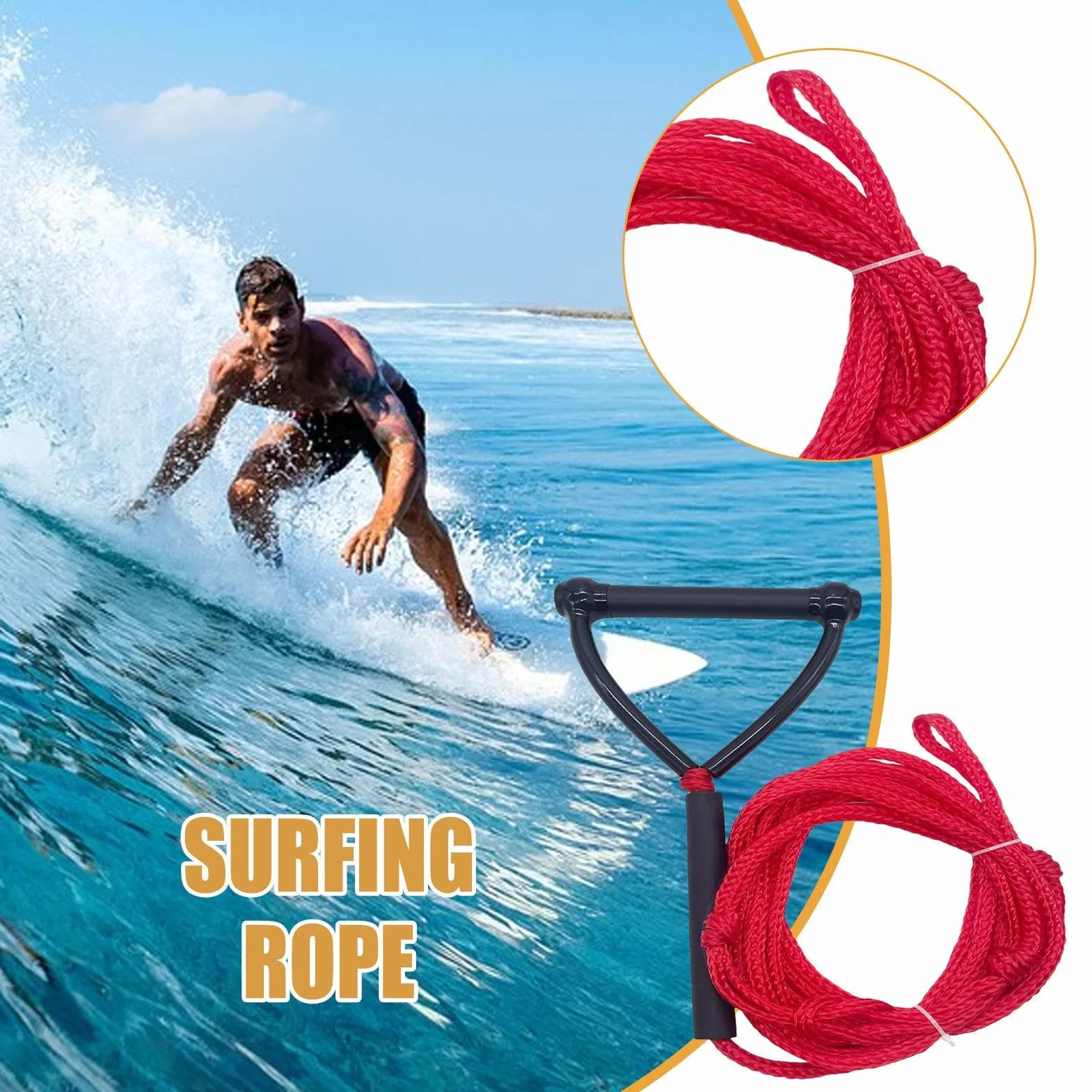 Cuerda de esquí acuático Wakesurf 24 pies alta resistencia para remolcadores de botes wakeboard