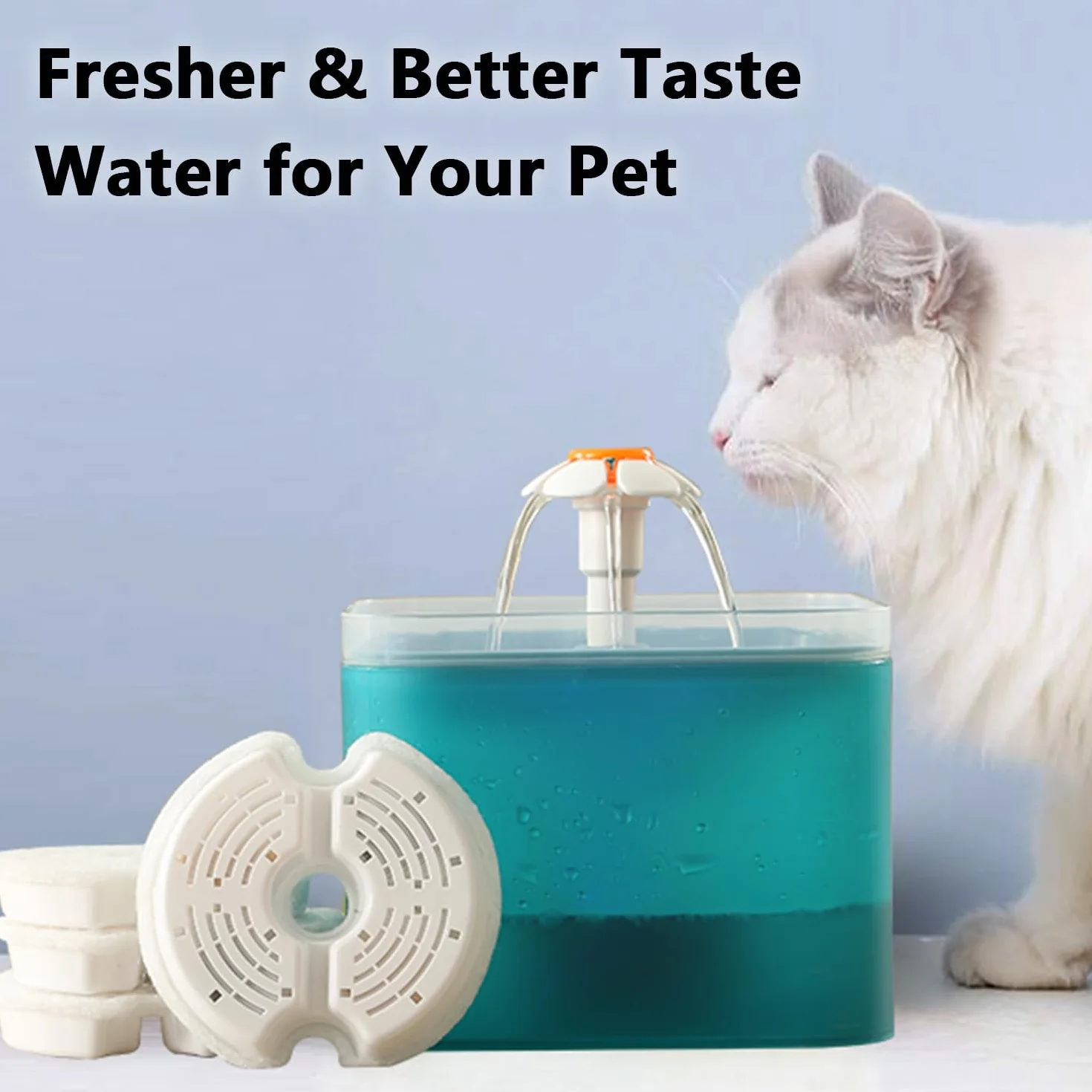 Filtro Fuente para Gatos,4 Piezas de Filtros de Bebedero Gatos, con Resina y Carbón Activado