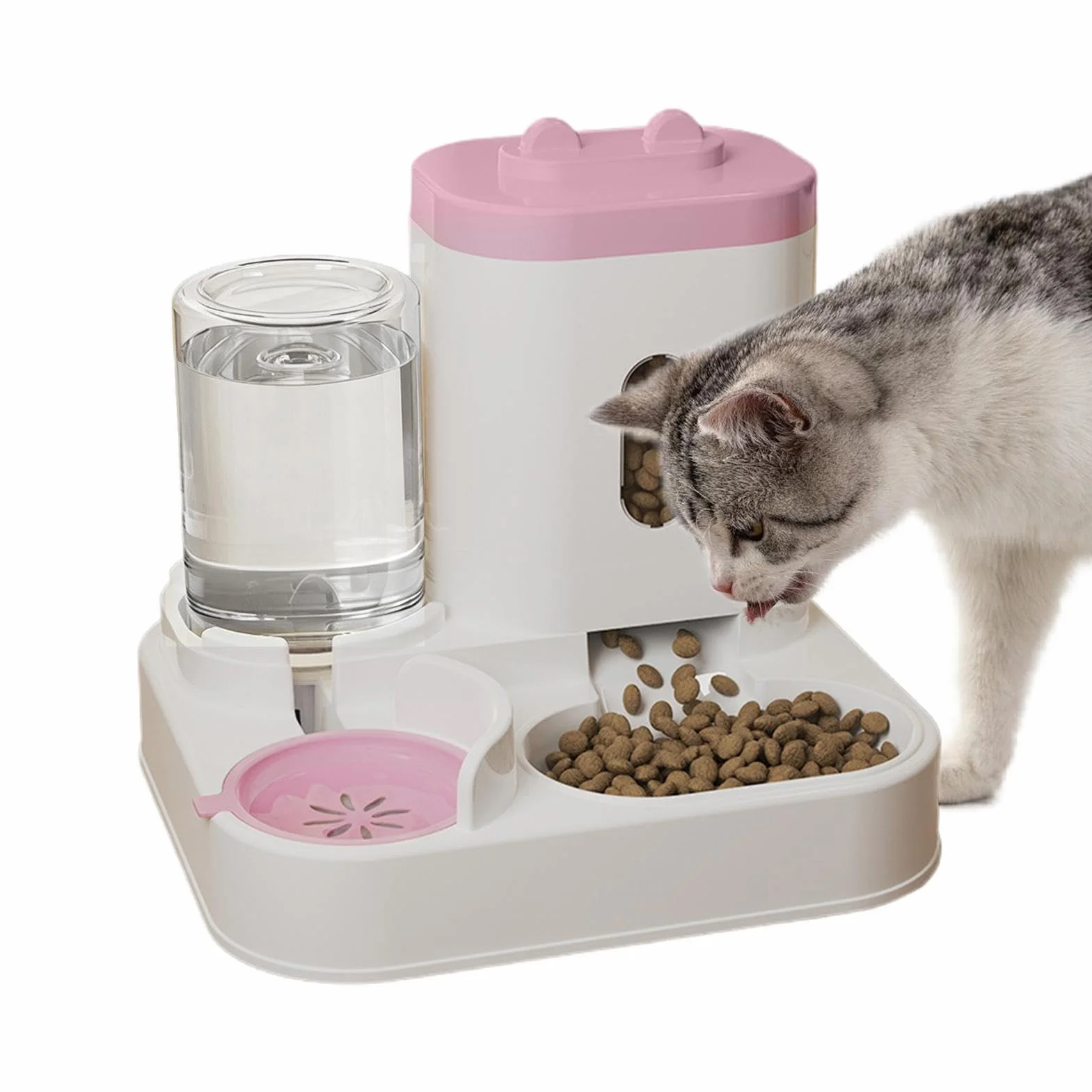 Estación De Alimentación Inteligente Para Mascotas: Dispensador Automático De Agua Y Comida De Doble Tazón, Dispositivo De Programación De Porciones Consistentes Para Gatos Y Cachorros, Solución Higié