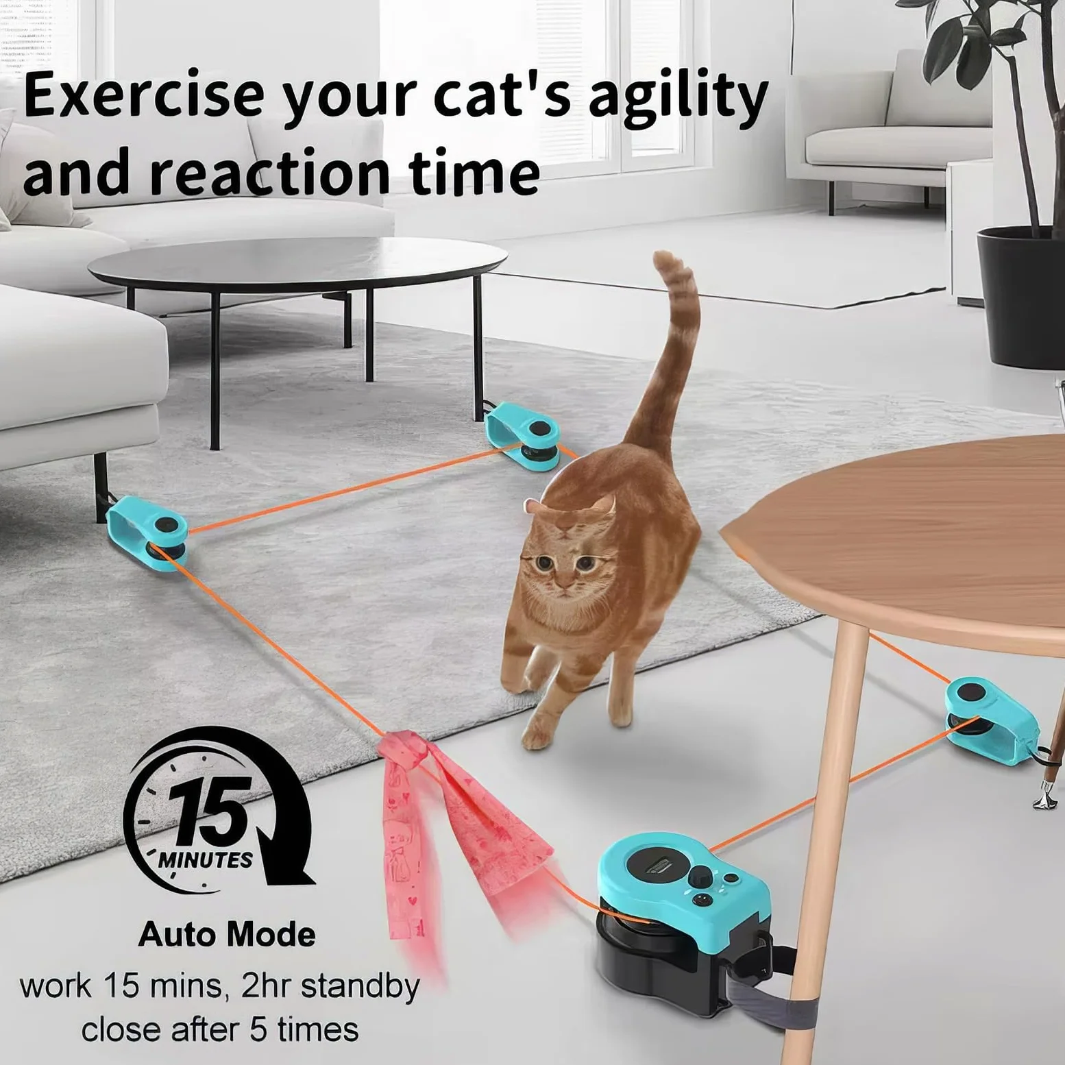 Juguete interactivo para gatos, caminadora inteligente de plumas con control remoto, juguete de caza automático para gatos y gatitos de interior