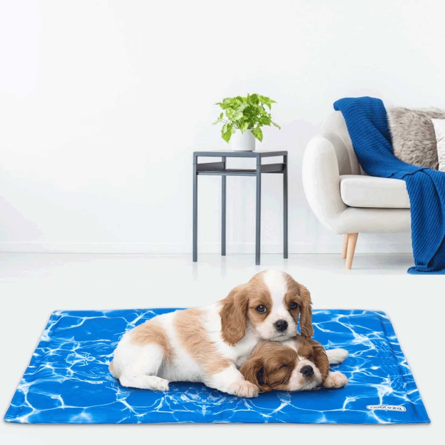 Nobleza Alfombra Refrescante para Perros Gatos, Auto Refrigerante No tóxico. Alfombra de Gel Activada por Presión para Perros Gatos, 50 * 40 cm, Azul