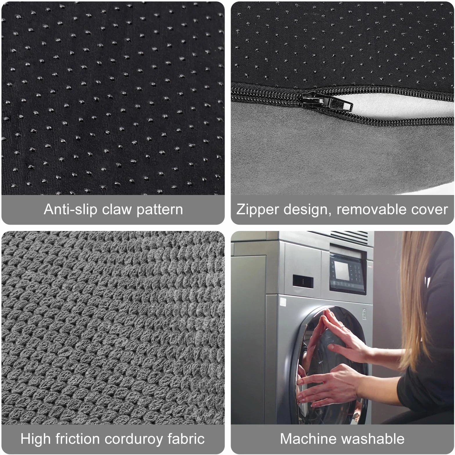 Lannvan Escalera para Perros, Escaleras para Mascotas de Espuma de 3 Escalones, Rampa para Perros Pequeños y Gatos con Funda Lavable, para Sofá o Cama, Enviar Rodillo de Pelusa, Gris