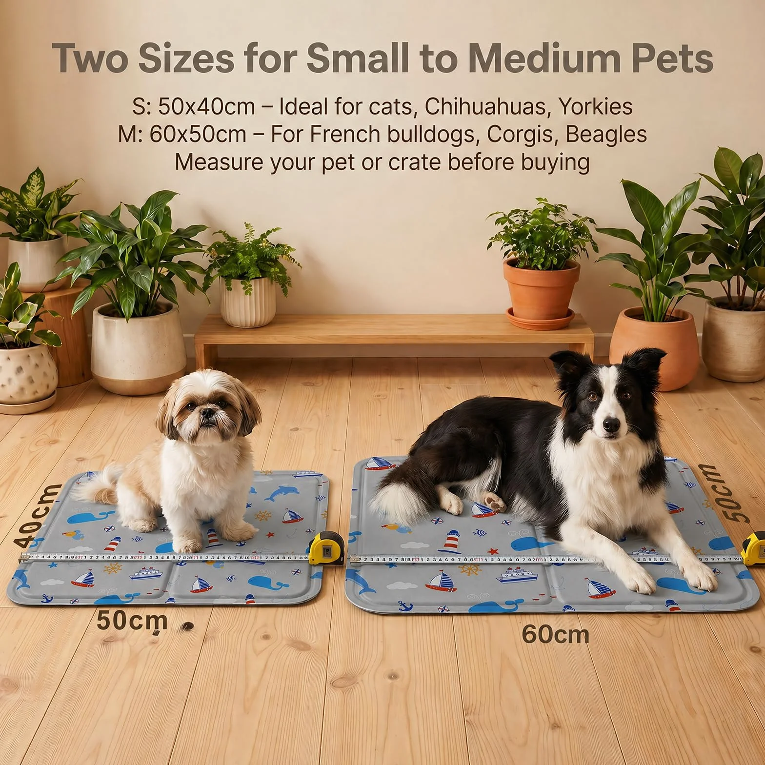 Alfombra Refrescante para Perro Gato,Mascotas Alfombrilla Autoenfriante,Camas refrescante para Mascotas,Prueba de Arañazos/Impermeable/Antideslizante,para en Verano,50x60cm, L, Gris