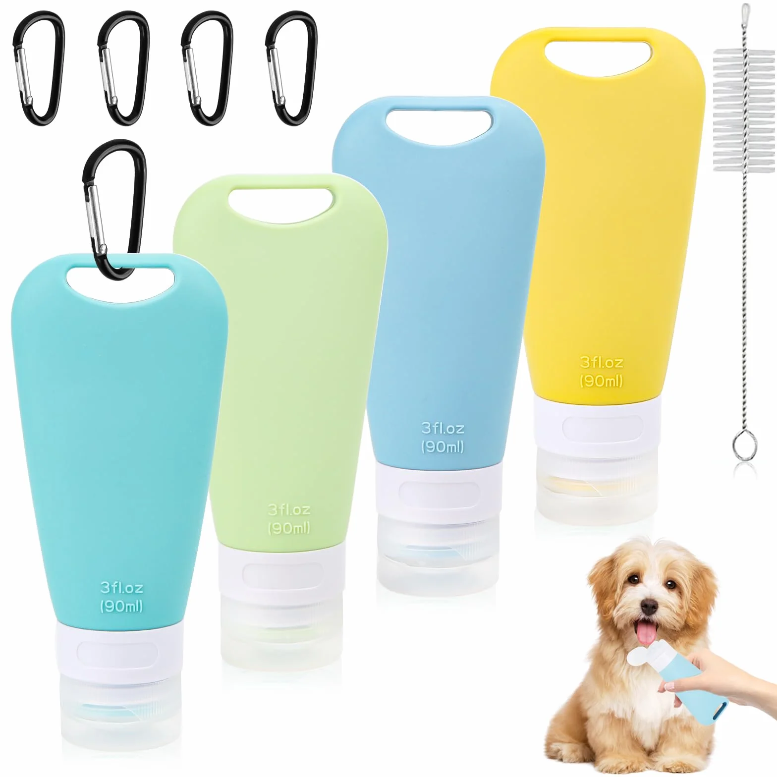 AKONE 4 tubos de alimentación para rellenar perros con cepillo de tubo de ensayo Karabine