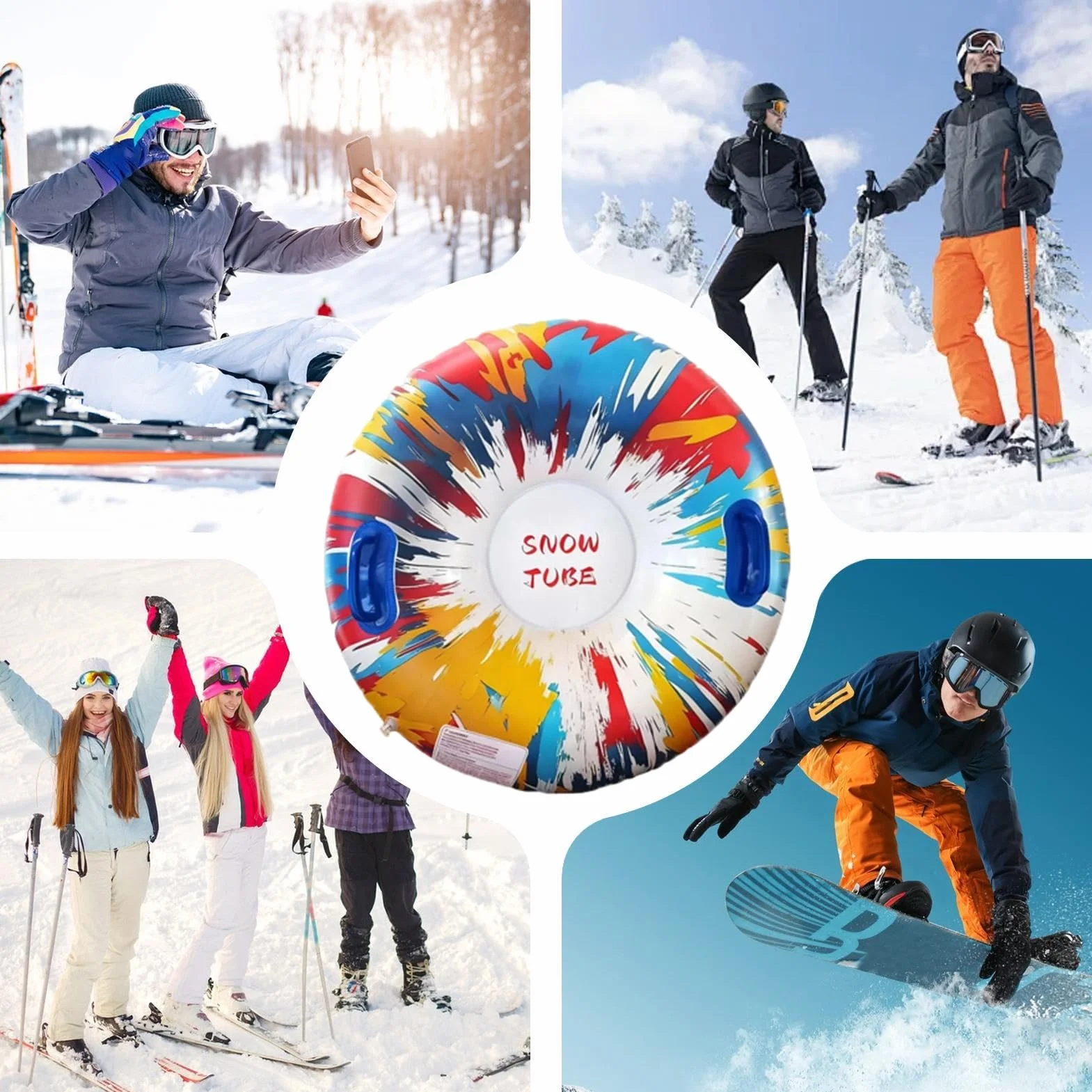 Trineo de Nieve Inflable de Alta Resistencia para Adultos y Familias