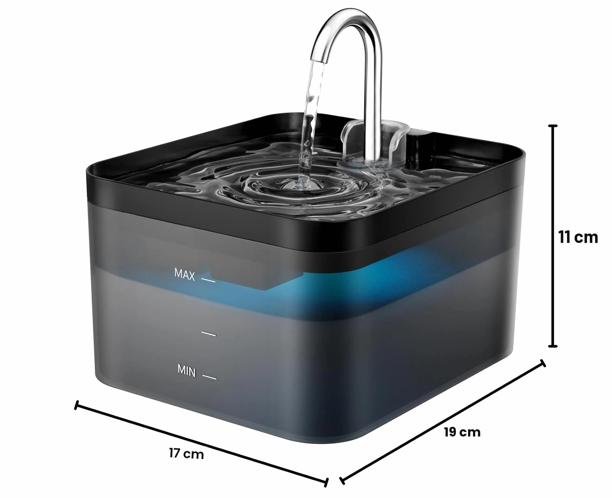 Fuente para Gatos, 2,2L Bebedero Gatos, Súper Silenciosa, Fácil de Limpiar, Fuente de Agua para Perros con LED y Filtro de Carbón Activado, Dos Patrones de Flujo de Agua