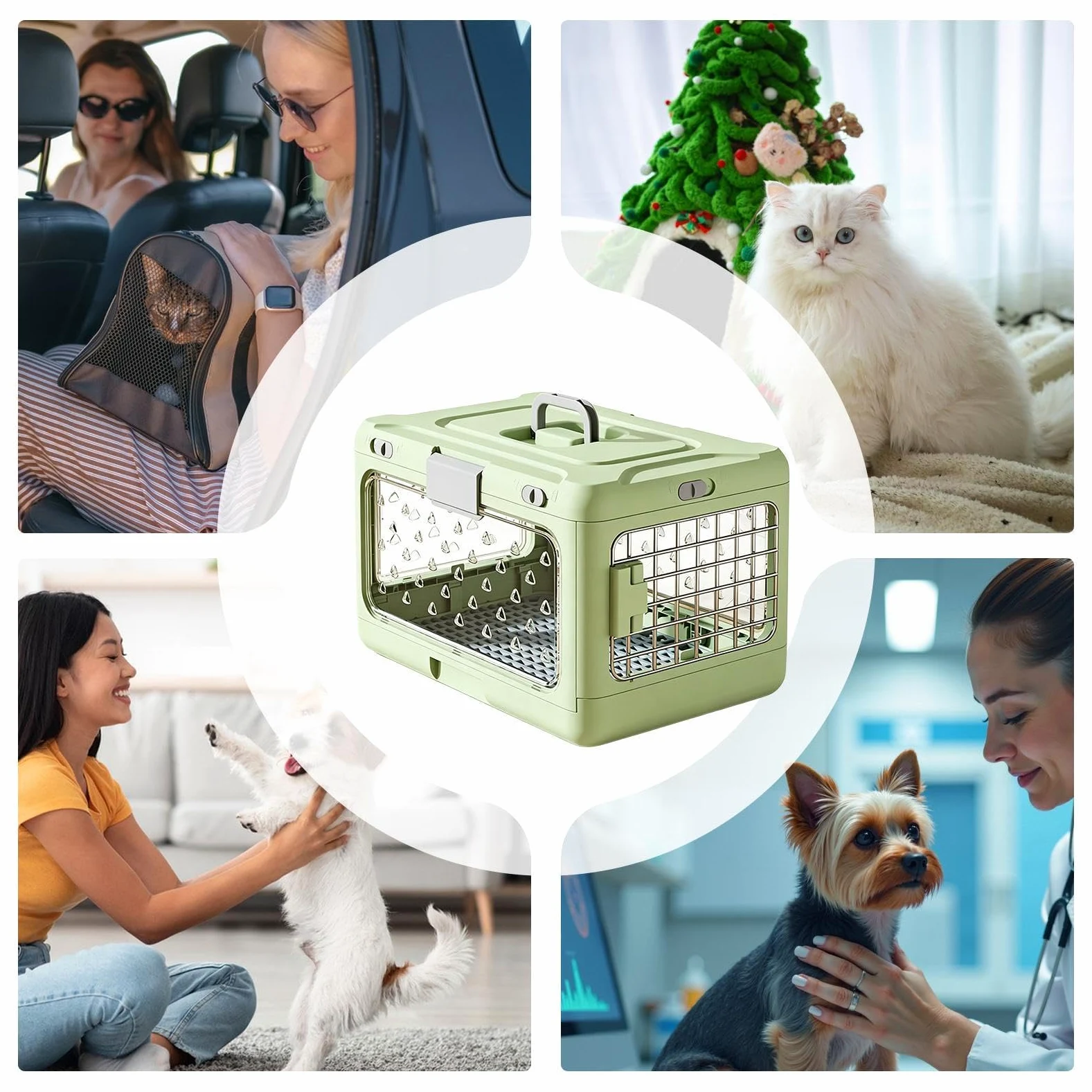 Jaula de transporte para perros, de transporte y almacenamiento transpirable para animales domésticos – jaula para perros rígidos – para cachorros y pequeñas y medianas salidas para acampada