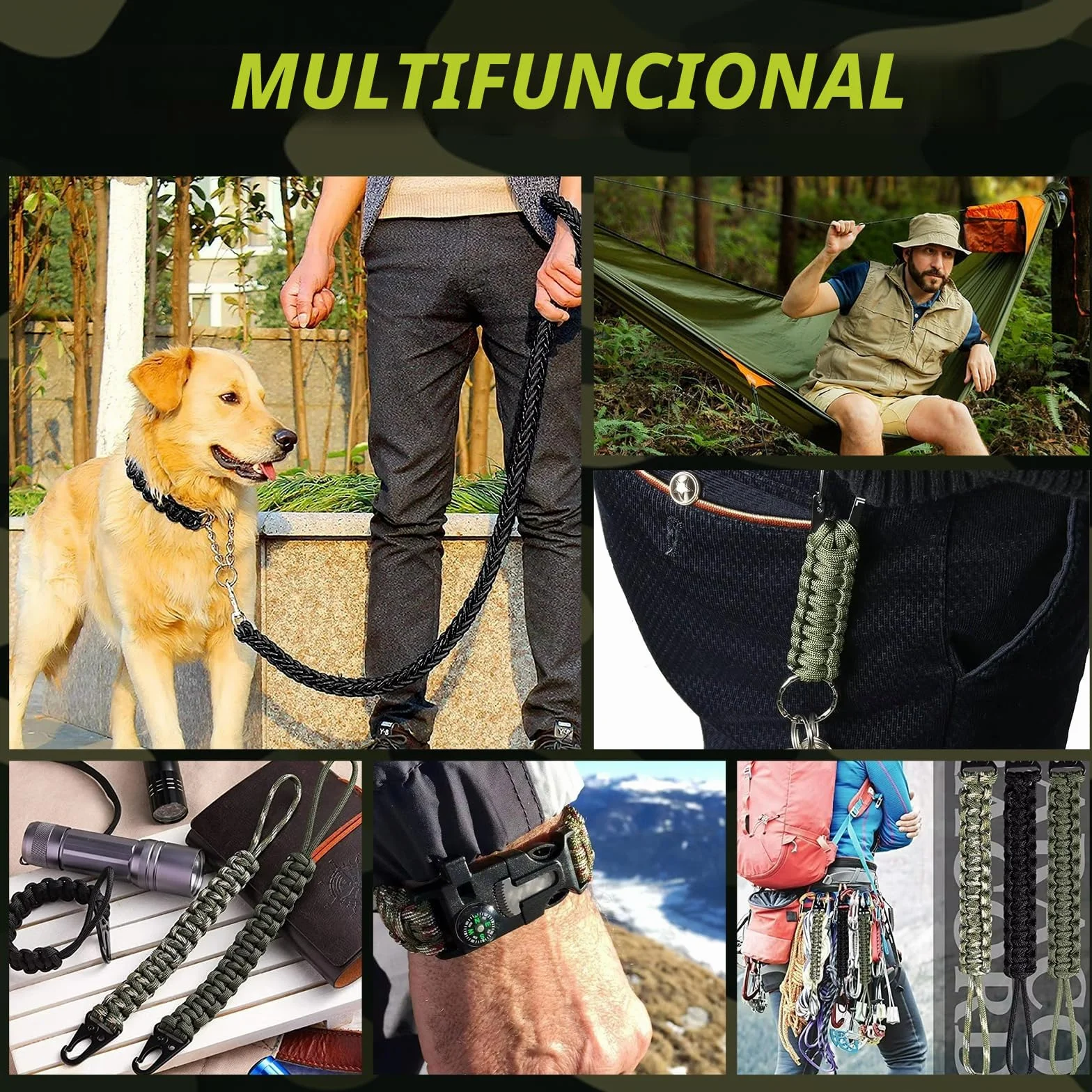Cuerdas Paracord 10 m 4 mm 7 Hilos Nylon 100% Carga 250 kg Camping Escalada Pulseras