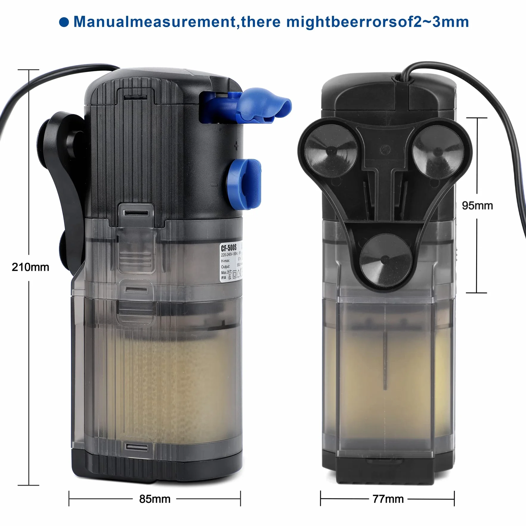 Forever Speed Filtro Interior Acuario Ajustable Filtro Acuario de 3 en 1 Filtro Pecera 500L/H, Adecuado para Acuario 40-120L 8W
