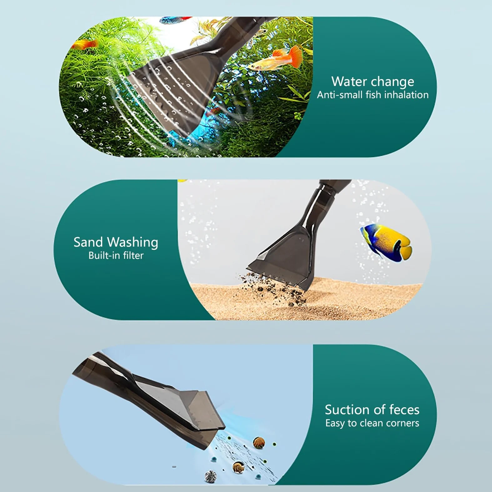 Limpiador De Peceras, Artículos De Mantenimiento De Agua para Acuarios, Manguera Sifón De Mano, Adecuado para Cambiar El Agua De Lavado Filtro De Arena y Circulación De Agua