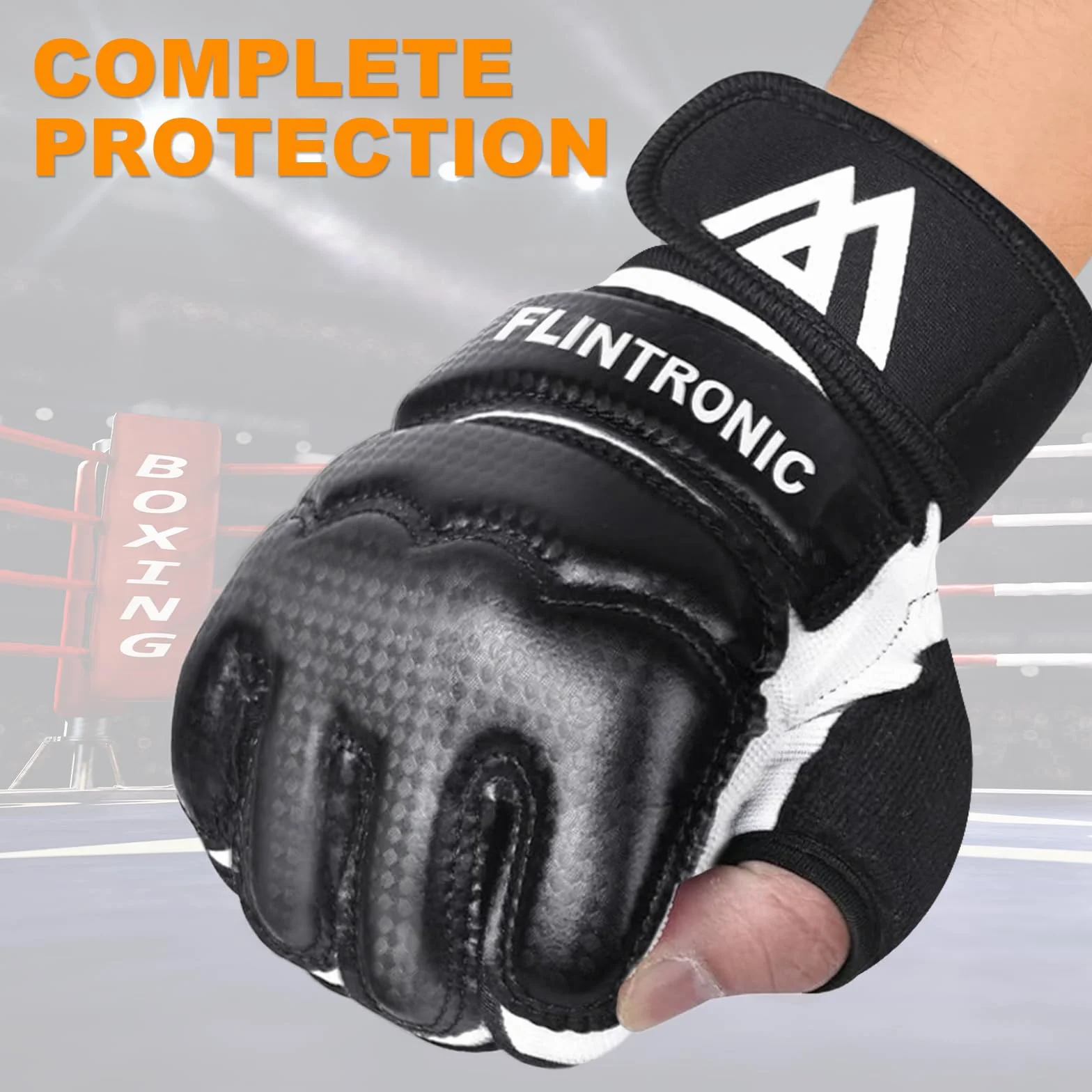 Flintronic Guantes MMA Entrenamiento Cuero Grappling Ventilada Palma para Muay Thai Kick Boxing