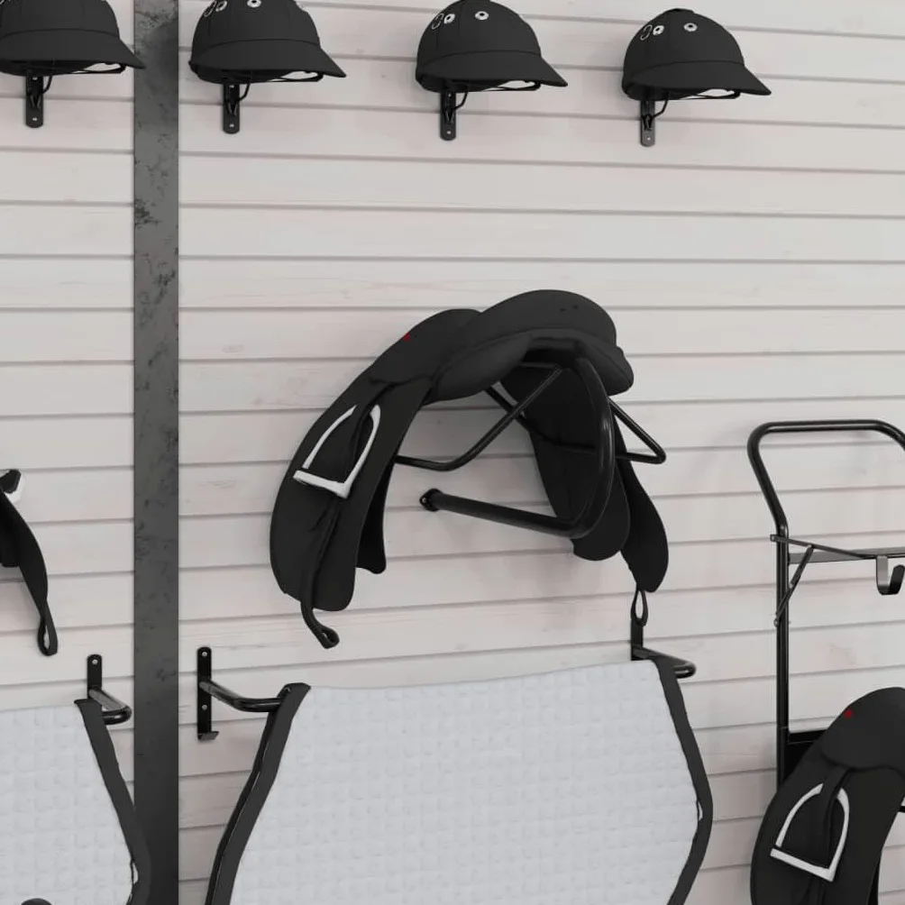 Soporte de silla de montura de pared hierro negro,Actividades al aire libre,Equitación,Accesorios para riendas de caballos,Accesorios para sillas de montar,Soportes para sillas de montar-172428