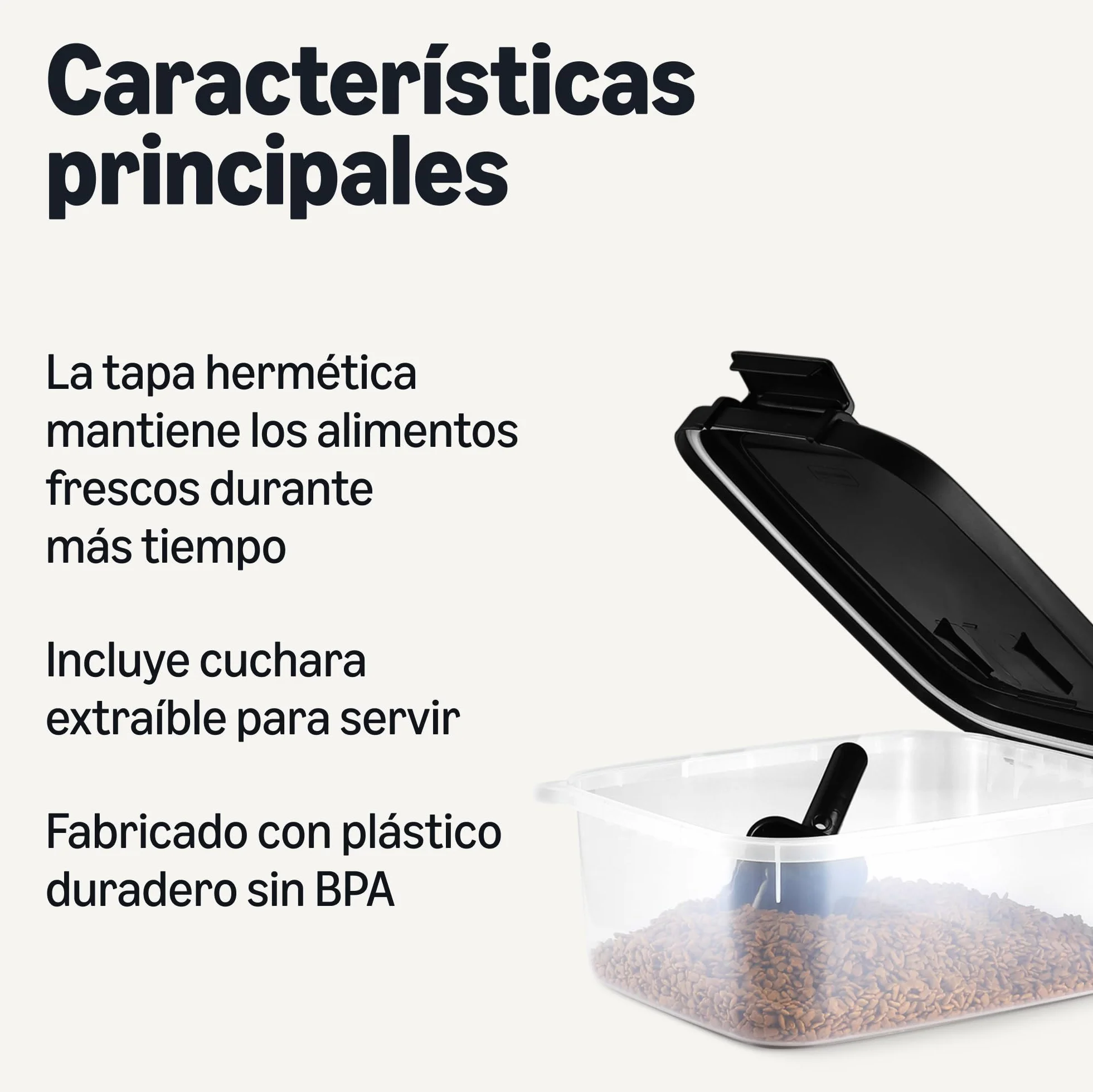 Amazon Basics - Contenedor de Almacenamiento de Alimentos para Mascotas, 4.5 kg,Transparente y Negro