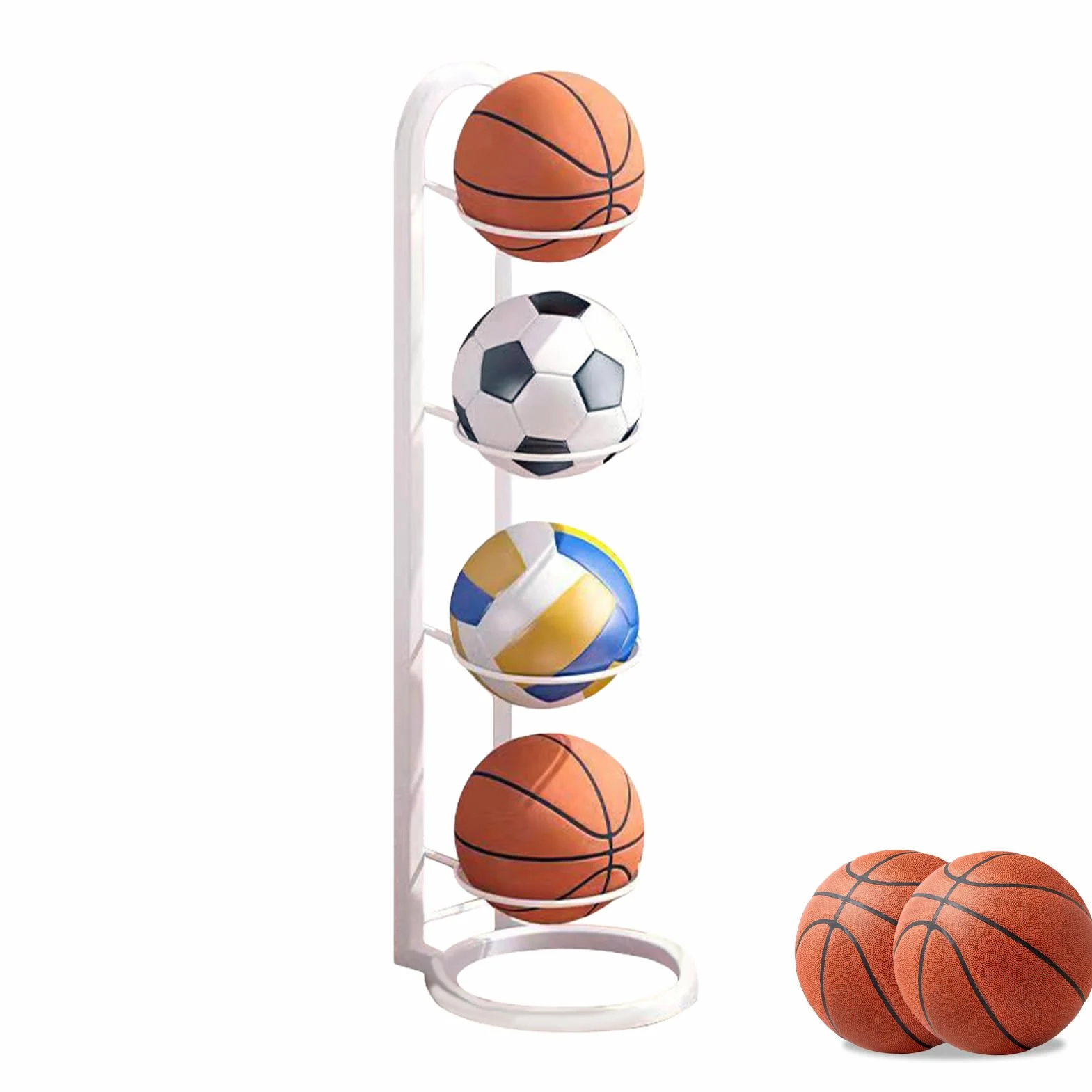 Soporte de Baloncesto Estante de Almacenamiento de Pelotas Montaje en Pared Metal