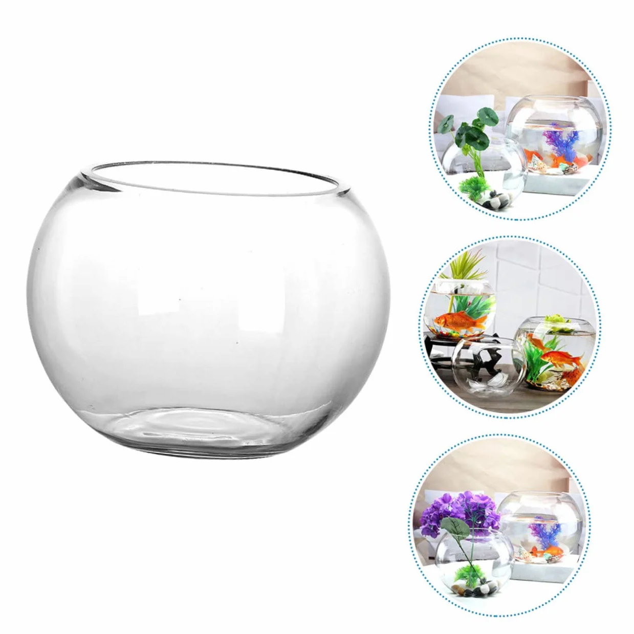 Jarrones redondos para centros de mesa para acuario, jarrón de flores de cristal, jarrones transparentes, jarrón ancho de flores, recipiente para estación de cultivo, velas flotantes, pecera
