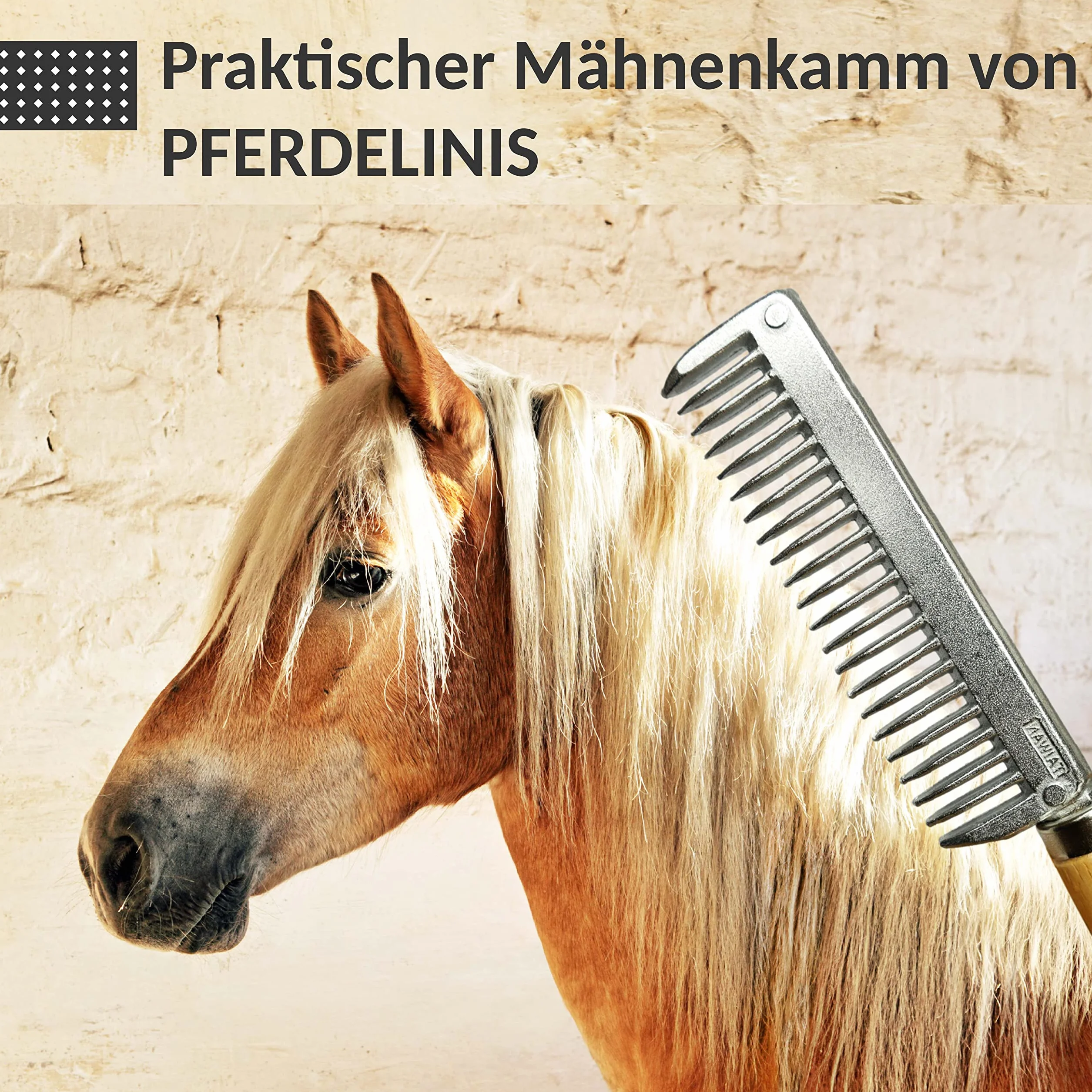 Peine para crines de caballo o burro, de metal, con mango resistente de madera