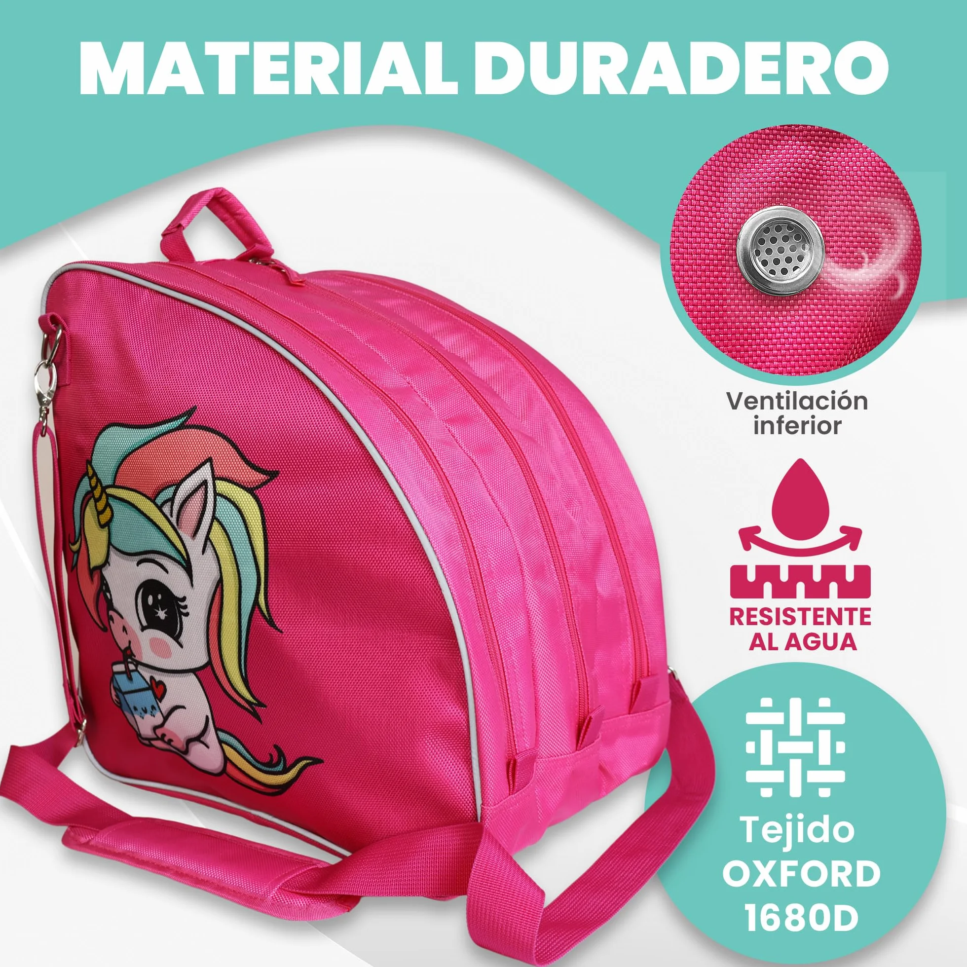 Bolsa para Patines Niña Mochila 4 Ruedas y en Línea Ajustable Transpirable Reflectante