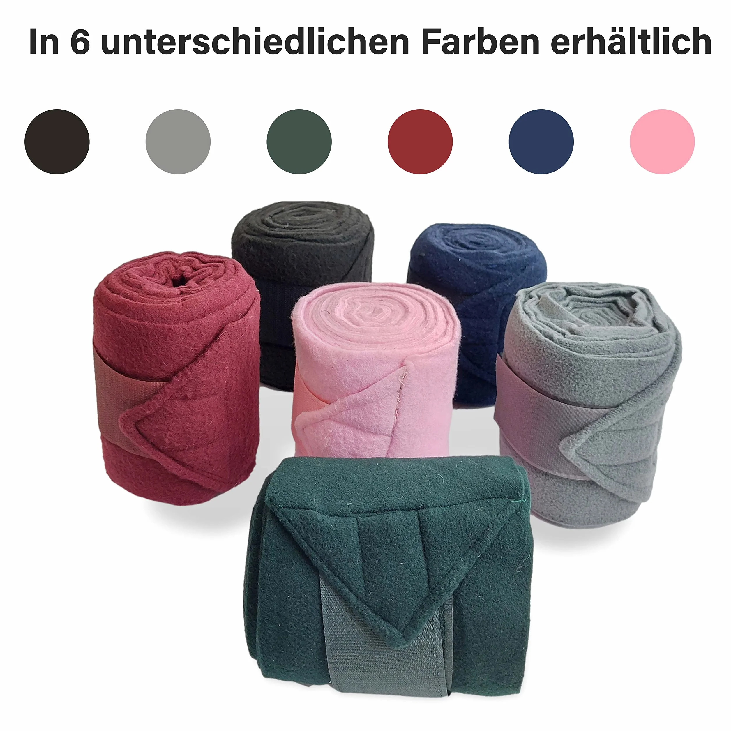 Vendas para caballo de forro polar con cierre – vendajes de forro polar caballo en juego de 4 unidades con práctica bolsa de almacenamiento (sangre caliente (Full), verde oscuro)