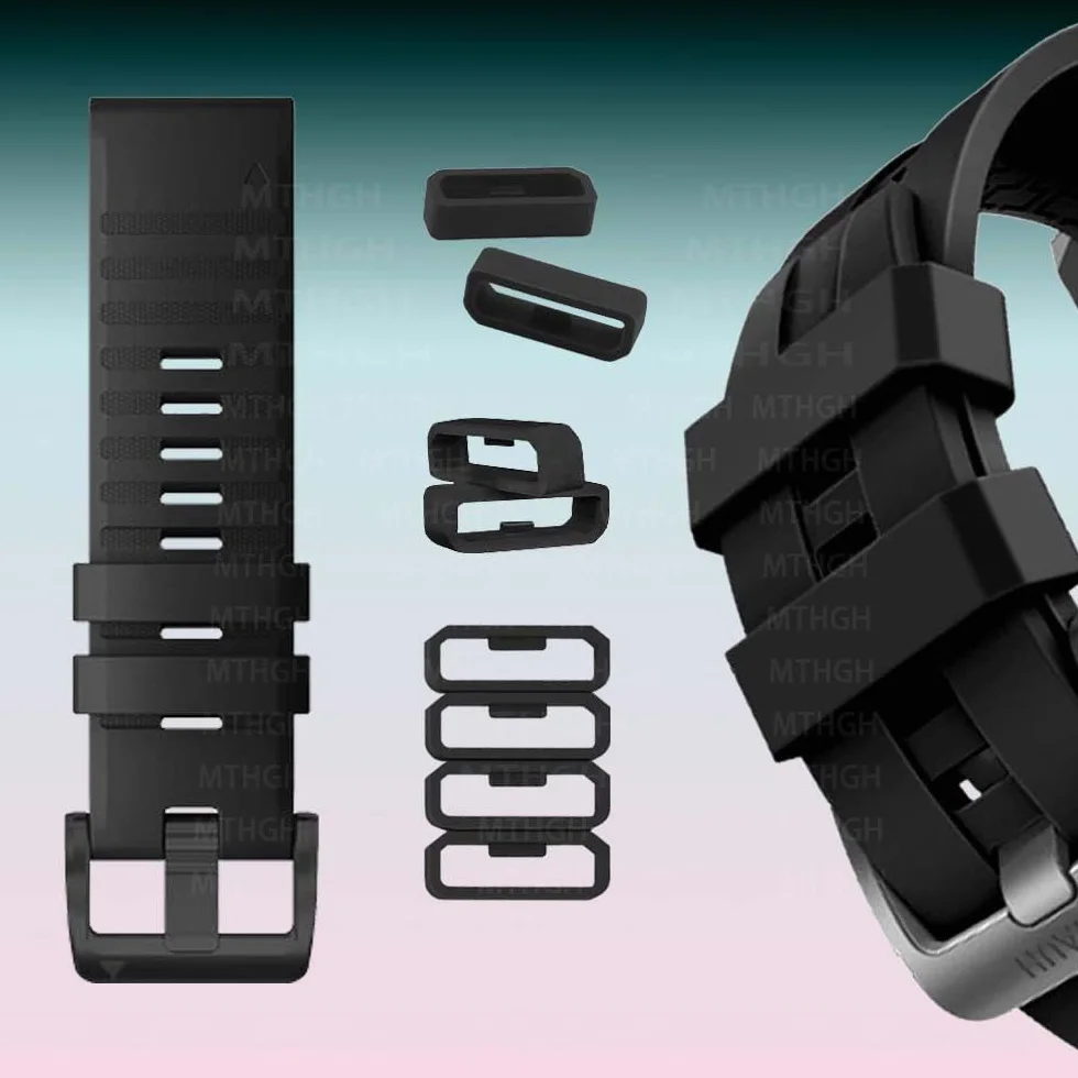 Correa de reloj 22mm para Garmin Fenix 7/6/5 Forerunner 965/955/945/935, silicona suave anillos de sujeción Loop 10 Piezas
