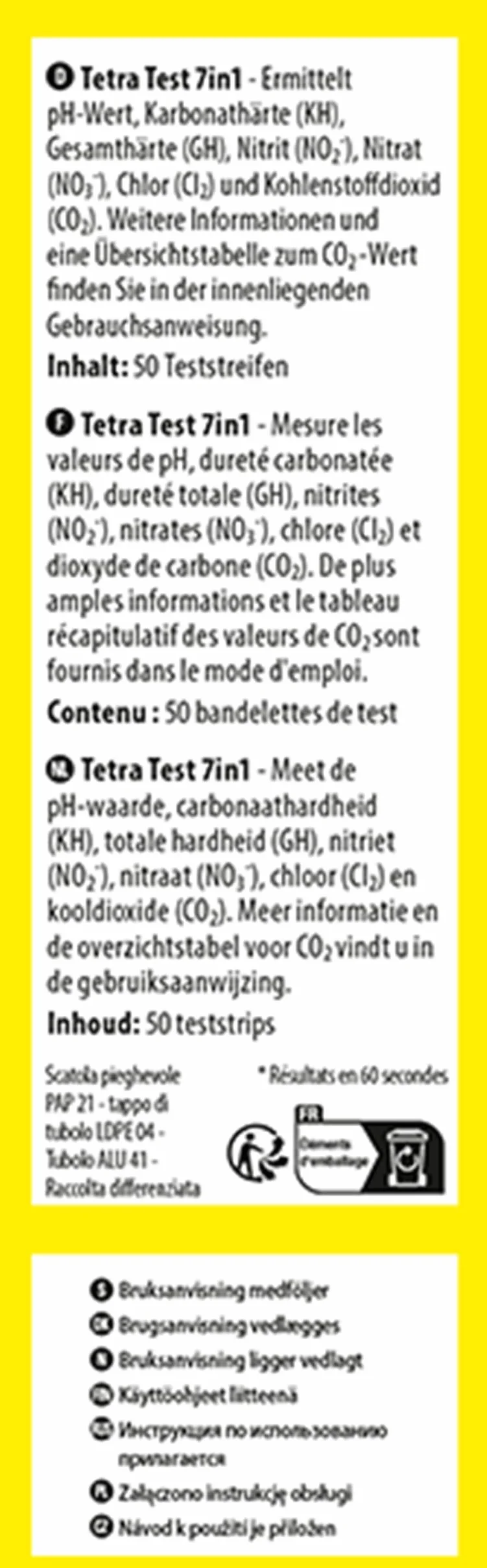 Tetra Test 7in1 - Test de agua para acuarios, control rápido y sencillo de la calidad del agua, 1 paquete (50 tiras reactivas)