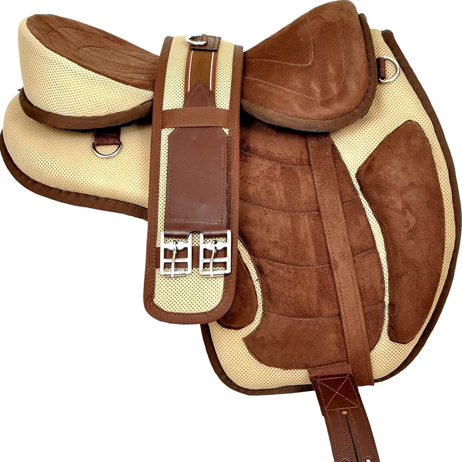 Juego de tachuelas sintéticas multiusos para montar de caballo inglés sin árboles, color beige