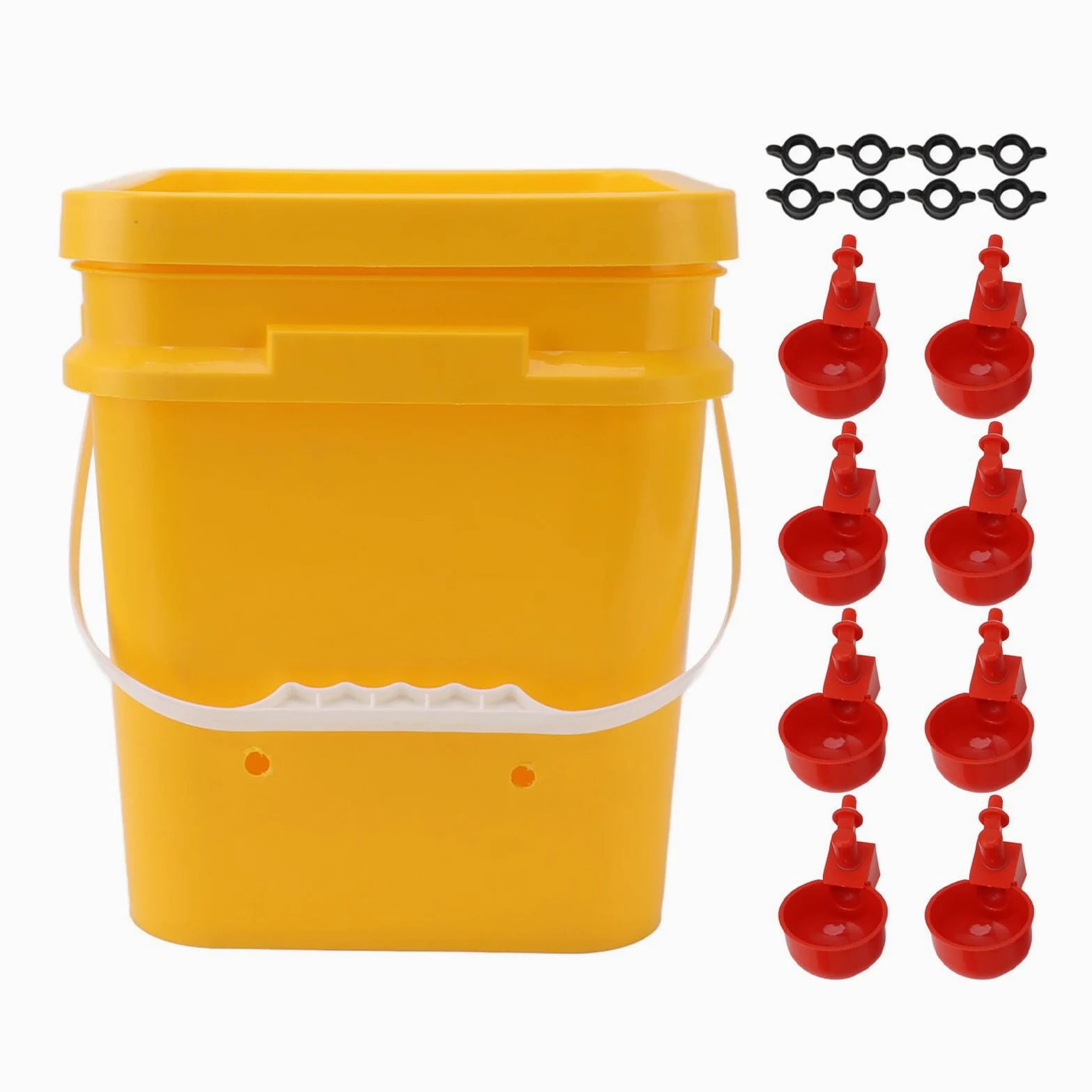 Bebedero Automático para Pollos, Equipo para Beber, Bebedero para Aves de Corral, Ganso, Pato, Barril, Taza para Cría de Pollos, Bebederos (Cubo + Tazón Azul Grande + Tornillos