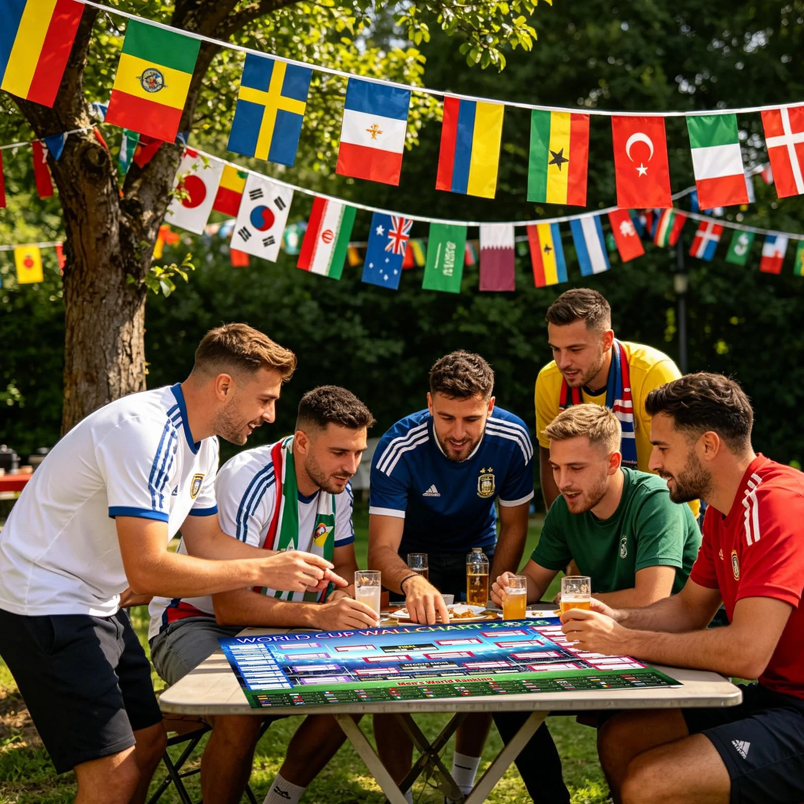 Guirnalda de Banderas del Mundial 2026 15m 48 Selecciones Decoración para Fiestas de Fútbol