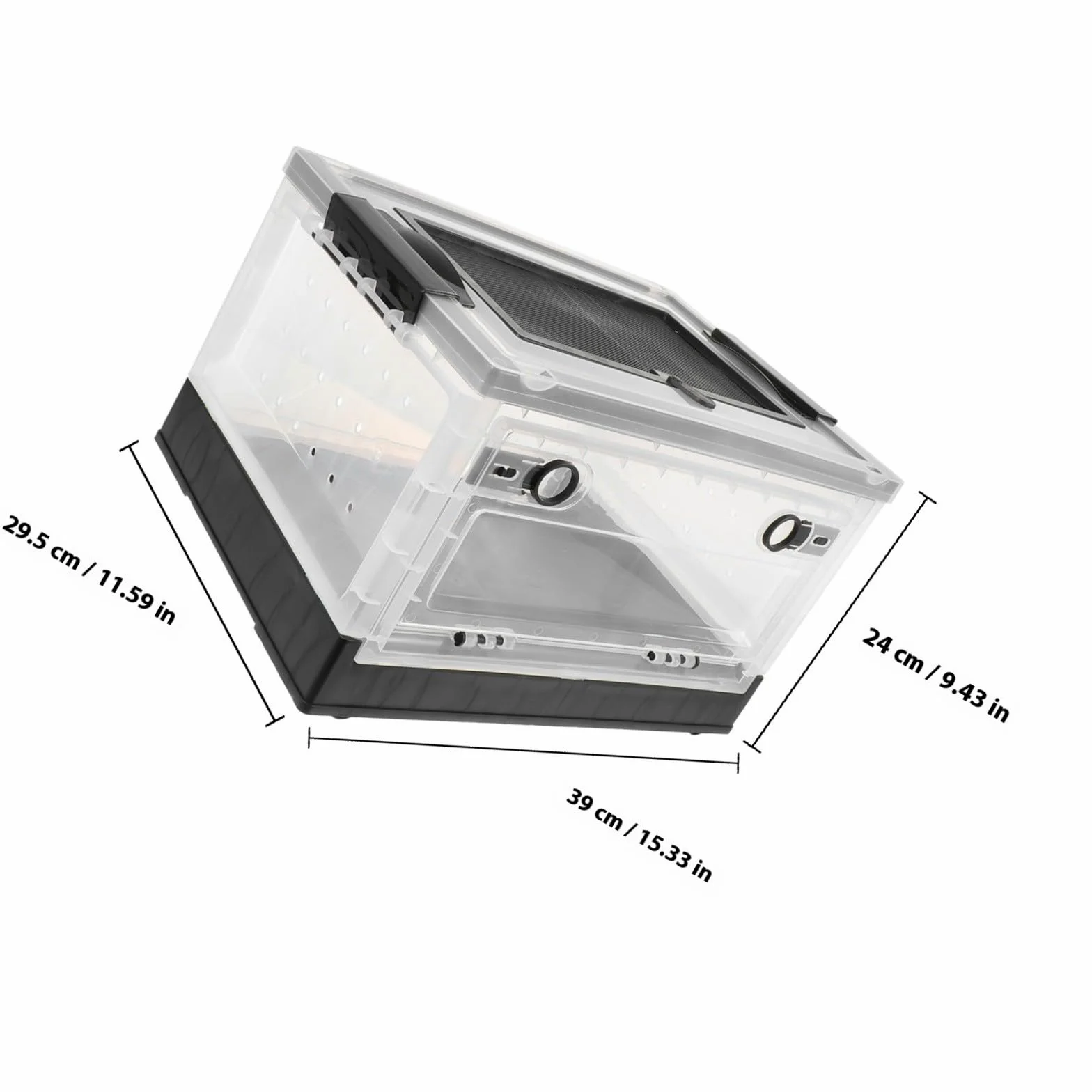 Caja de Cría para Hámster y Erizos de Plástico Negro, Diseño Plegable Múltiples Orificios de Ventilación, Fácil de Almacenar y Abrir por Delante y Arriba