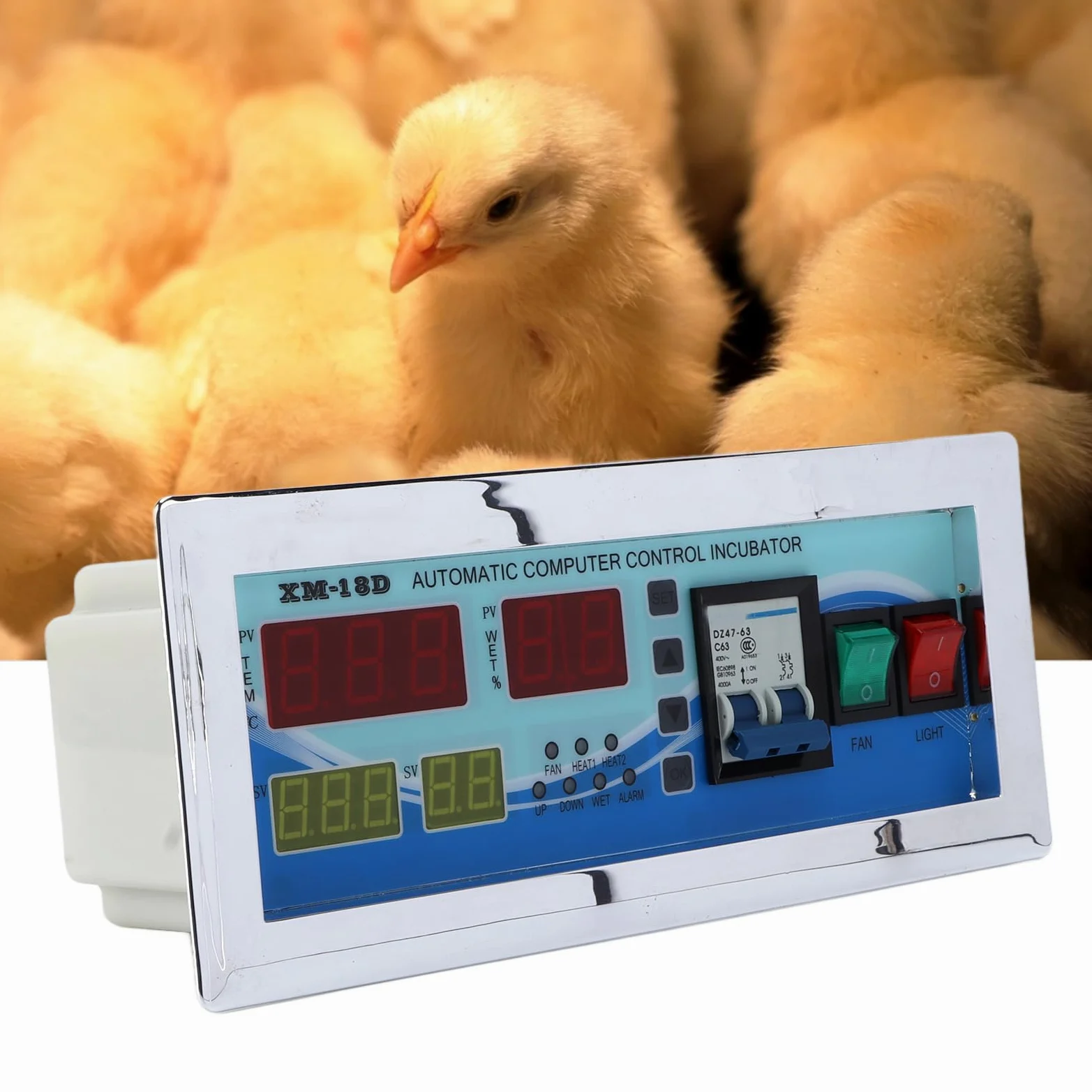 Regulador de incubación de huevos Termostato automático de temperatura y humedad Máquina de extinción con sensor de alta precisión para pollo, pato, ganso, codorniz, palomas, pavo real, plástico 29,2