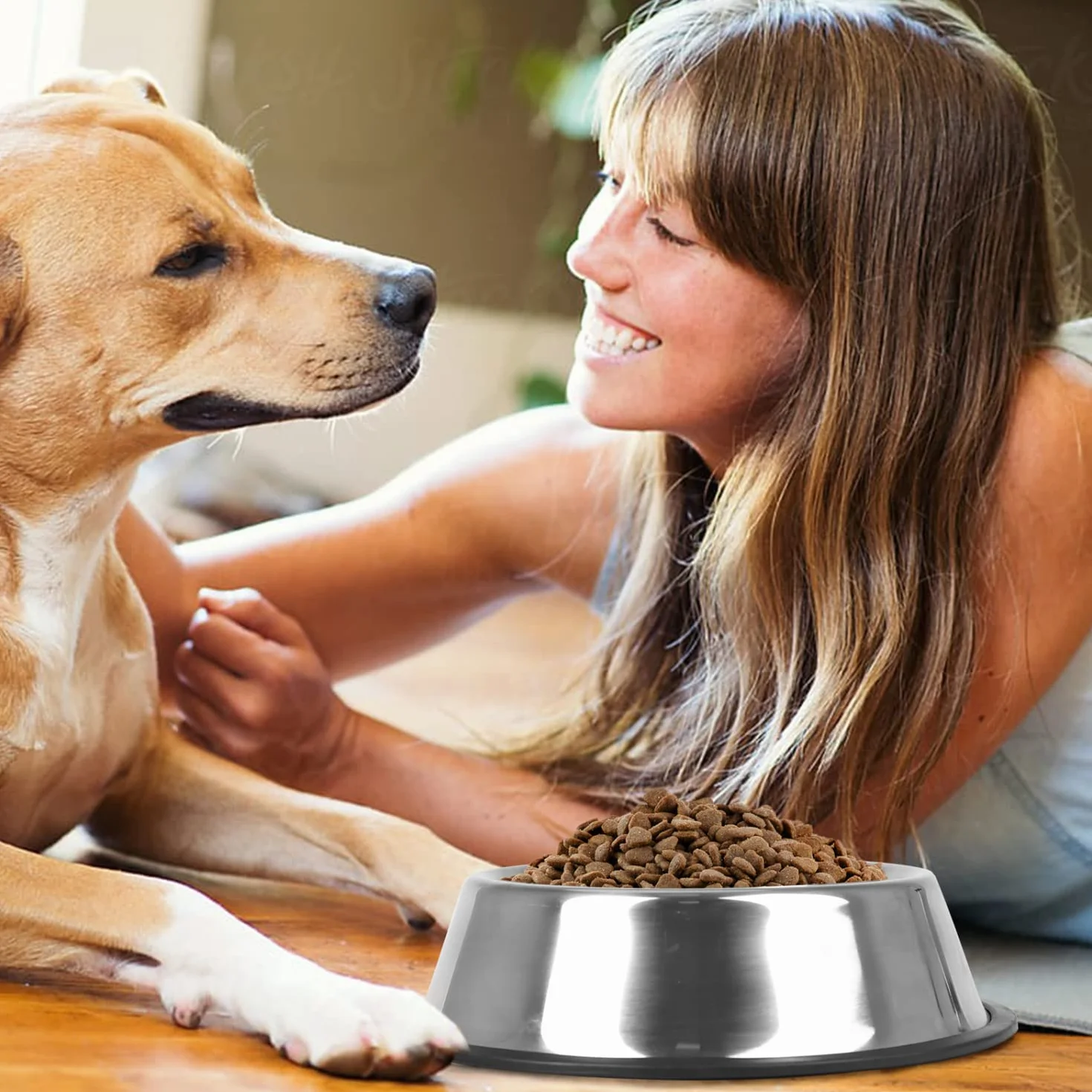 Nobleza - 2 Unidades Cuenco para Perros de Acero Inoxidable， Perros Antideslizante Tazón， Cuenco para Mascotas De Acero Inoxidable con Base De Goma Antideslizante para Perros Medianos/Grandes 22.5 CM