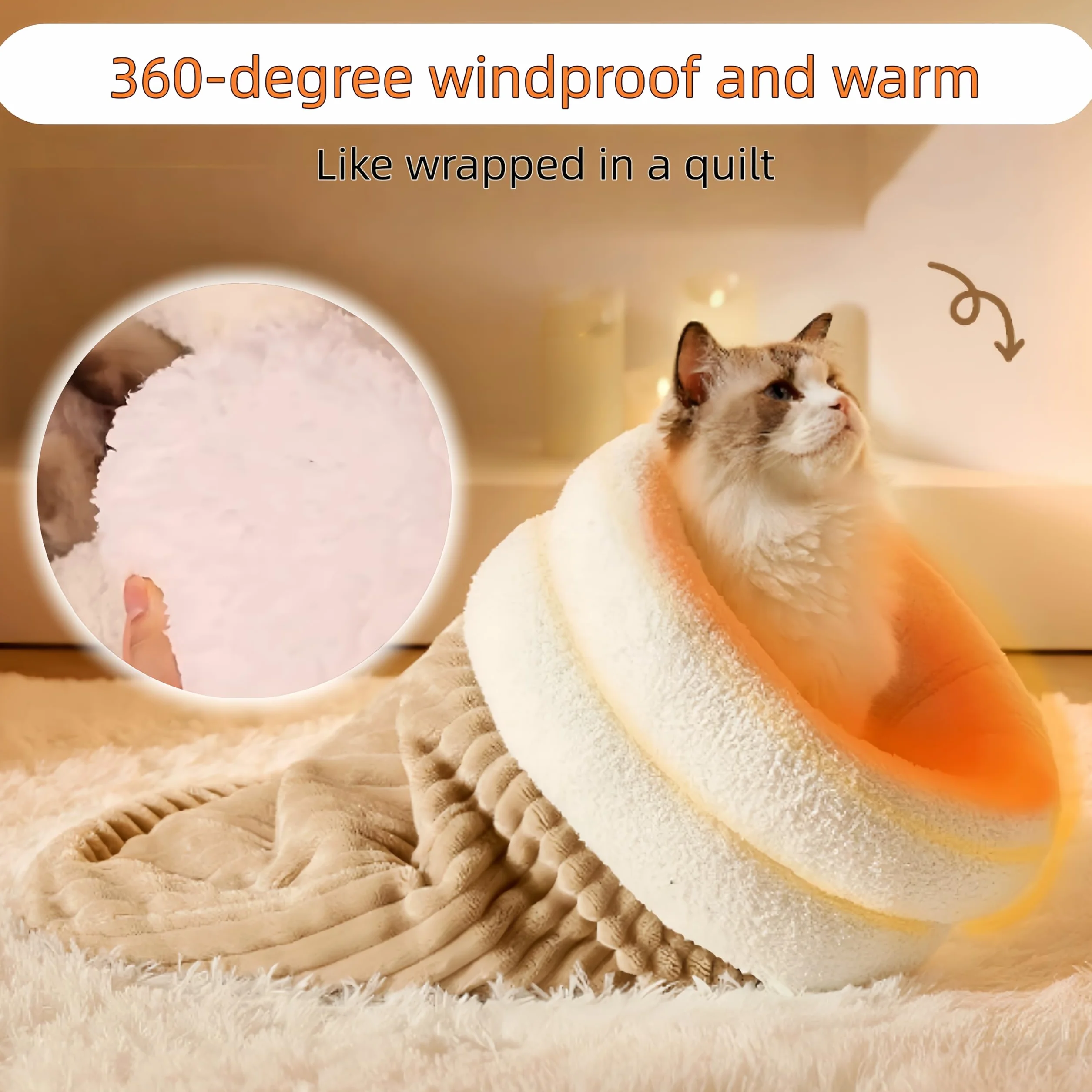 Pet Bed for Winter Pet Bed for Hauskatzen Genisch Cat Bed Cave Cat Sleeping Bag Warm Pet Bed Dog Bed Sleeping Bag Waschbarer Warmer Katzenschlafsack - Braun