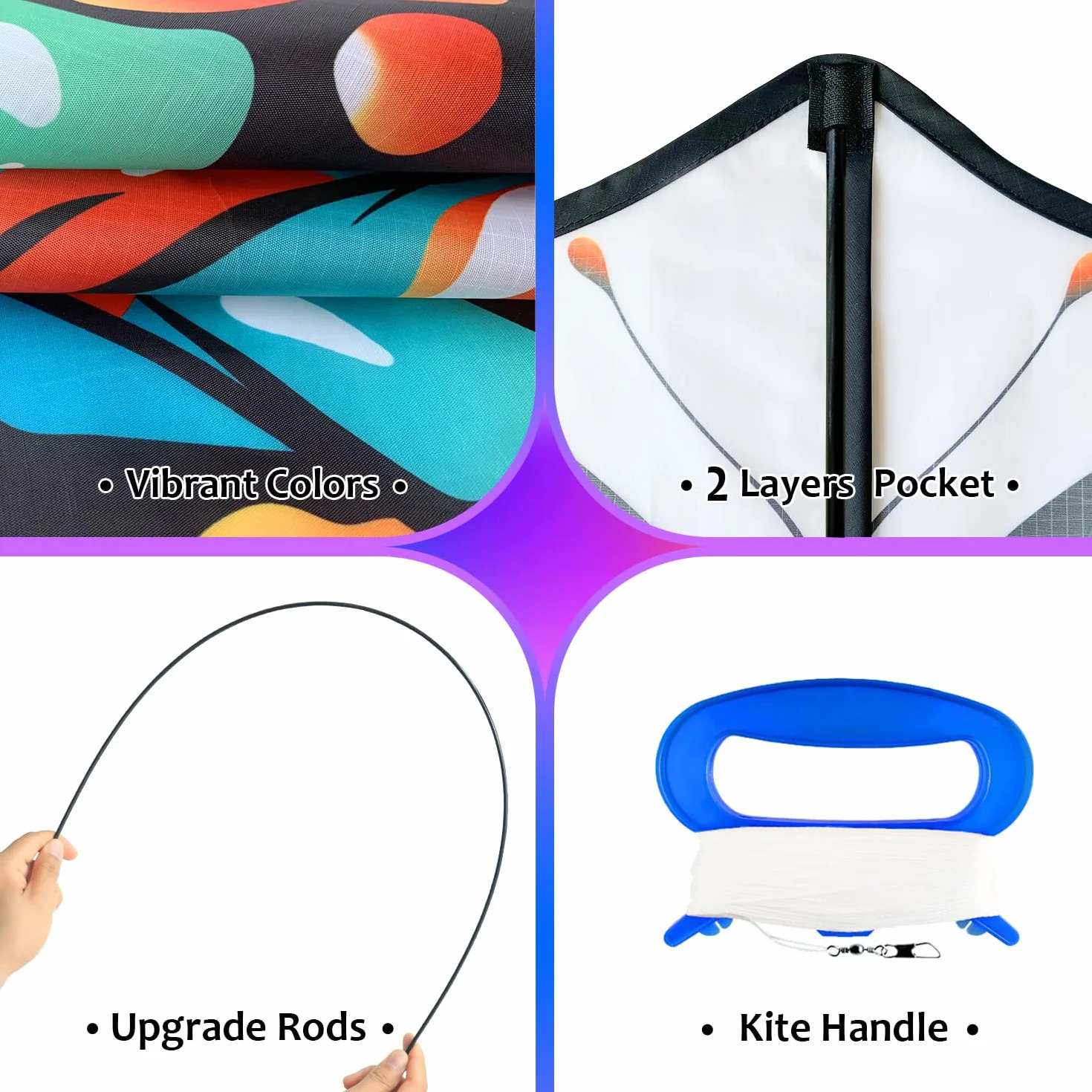 HONBO Butterfly Kite 55 x 28 inch Large Beginner Kite for Kids Adults Easy to Fly Outdoor Beach