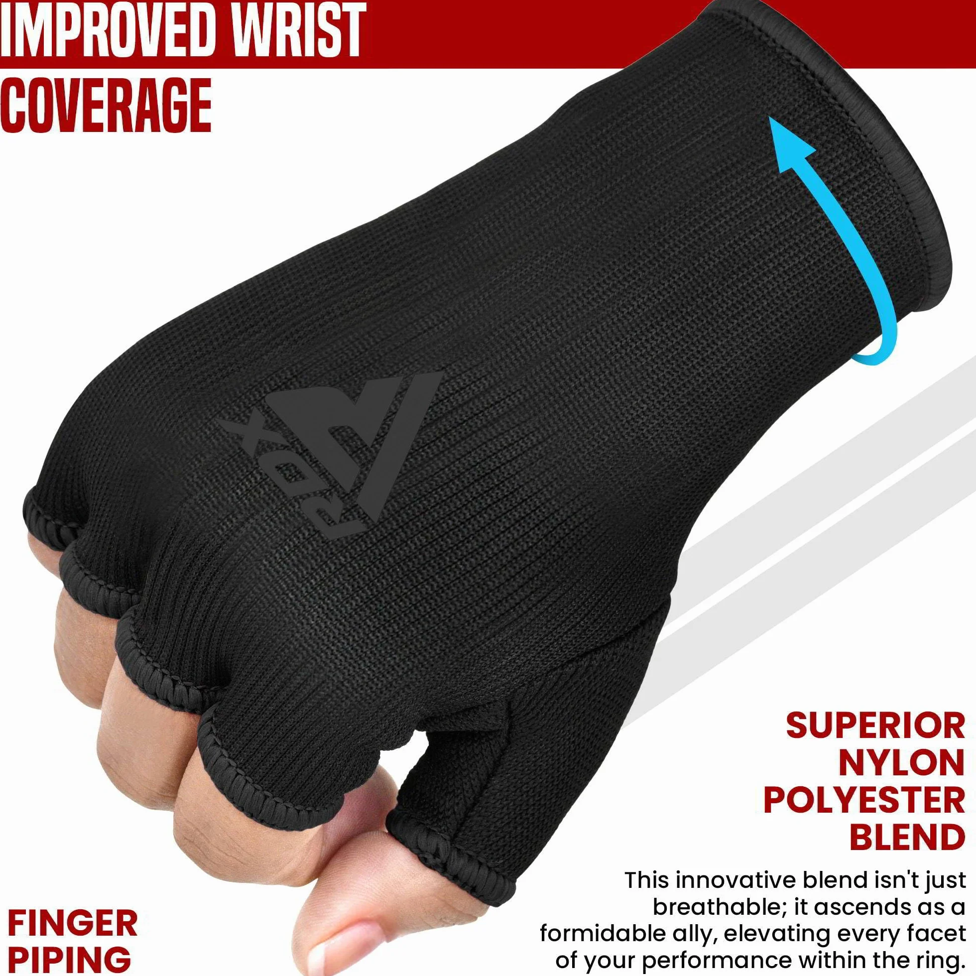RDX Vendas Boxeo Guantes Interiores, Cinta Mano Muñeca Soporte, Vendaje Envolturas Protectoras, Muay Thai MMA Kickboxing Entrenamiento